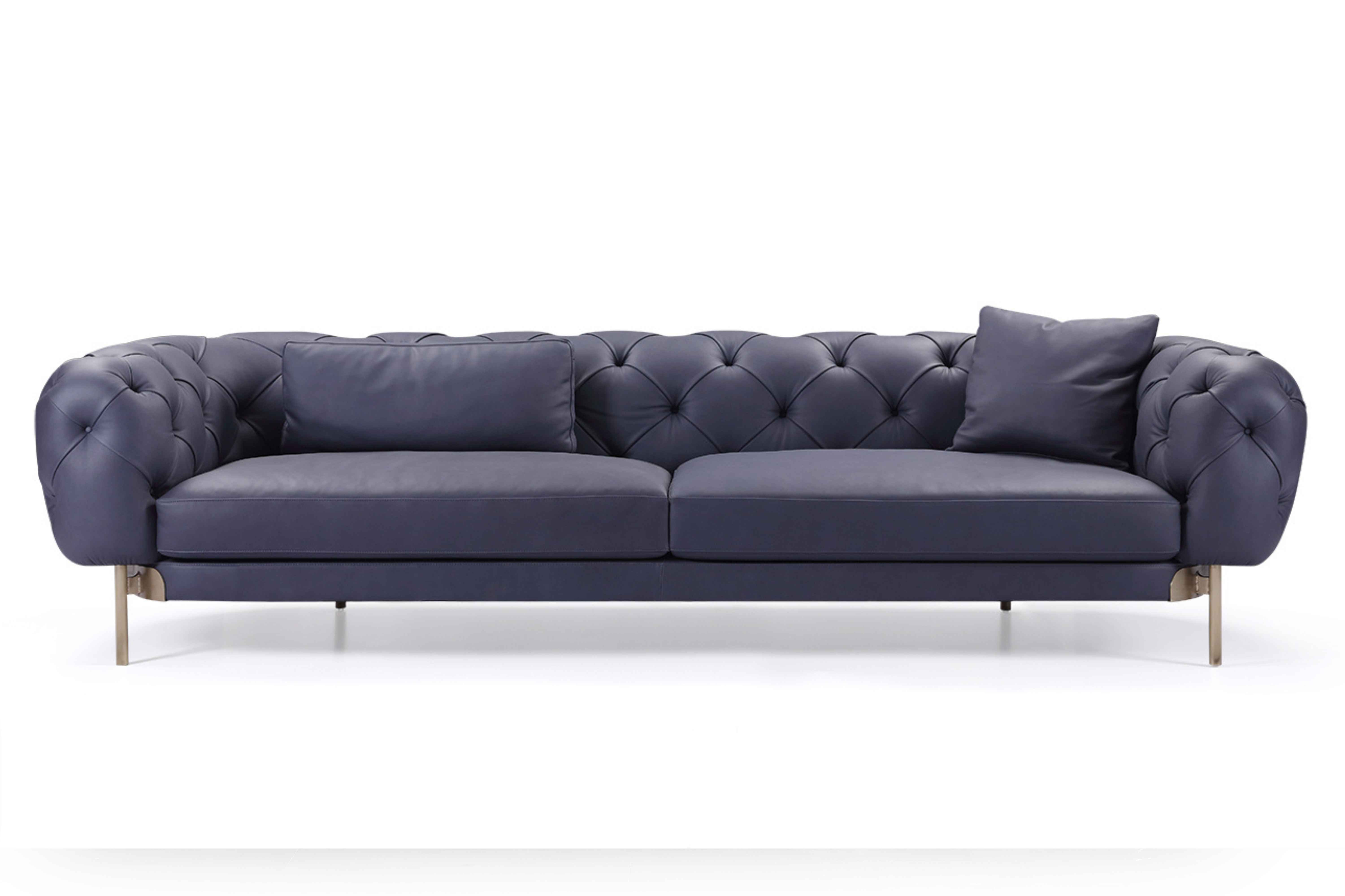 Italian minimalist A60 leather sofa with waist pillow and throw pillow VJ5-2006 sofa