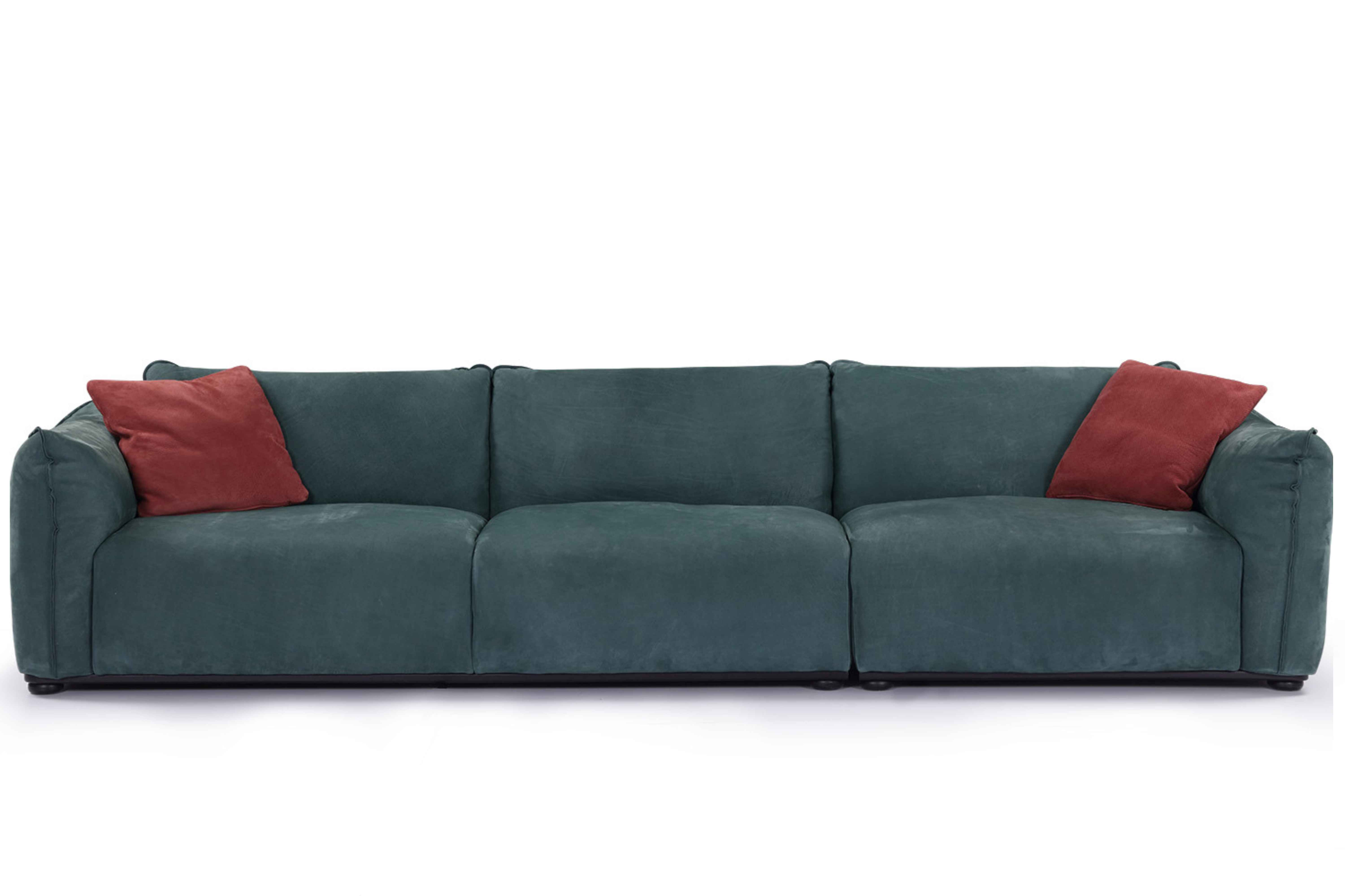 Italian minimalist green and orange leather sofa VJ1-1907 sofa