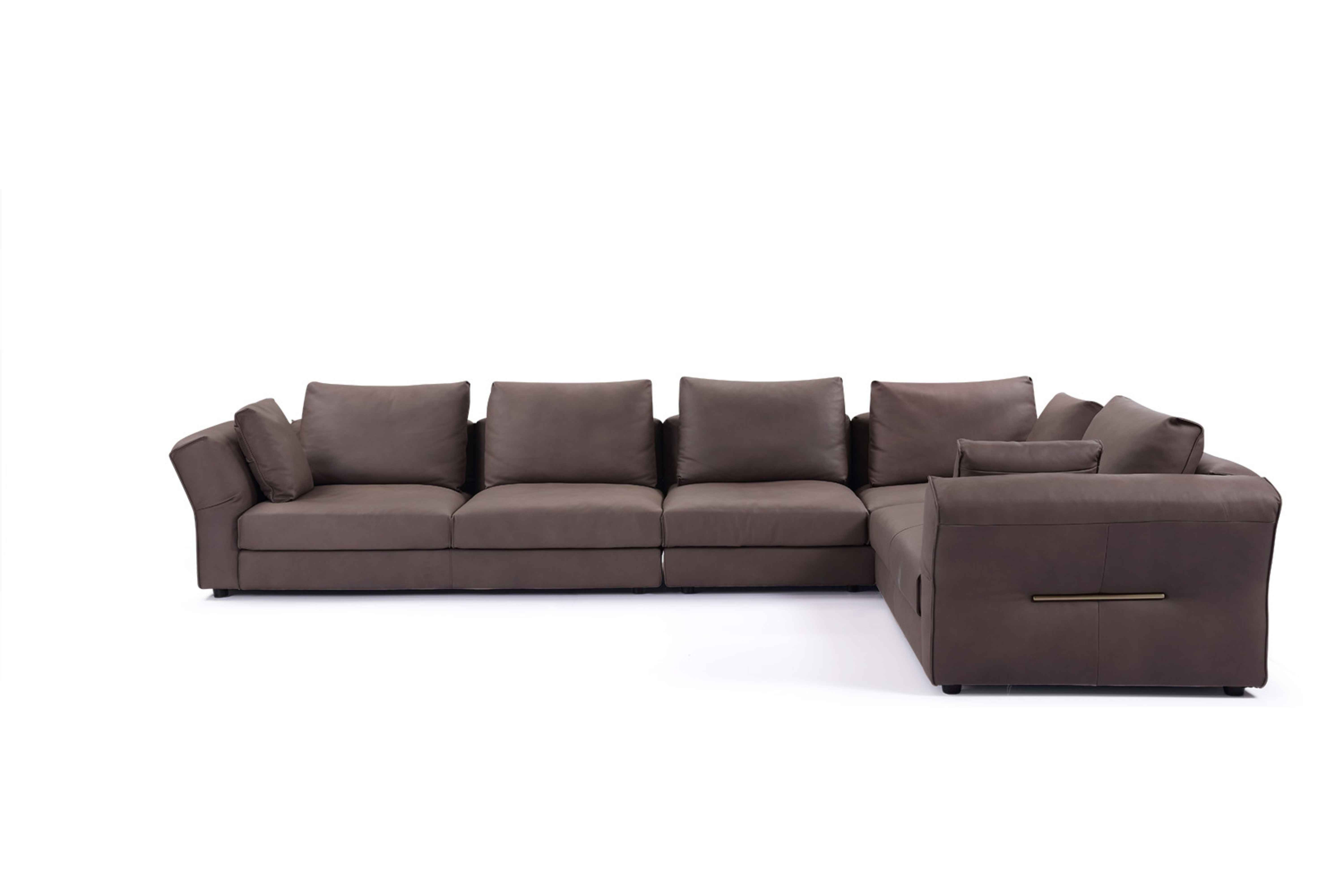 The perfect combination of practicality and art red acorn wood strip Italian minimalist sofa VJ1-1829 sofa
