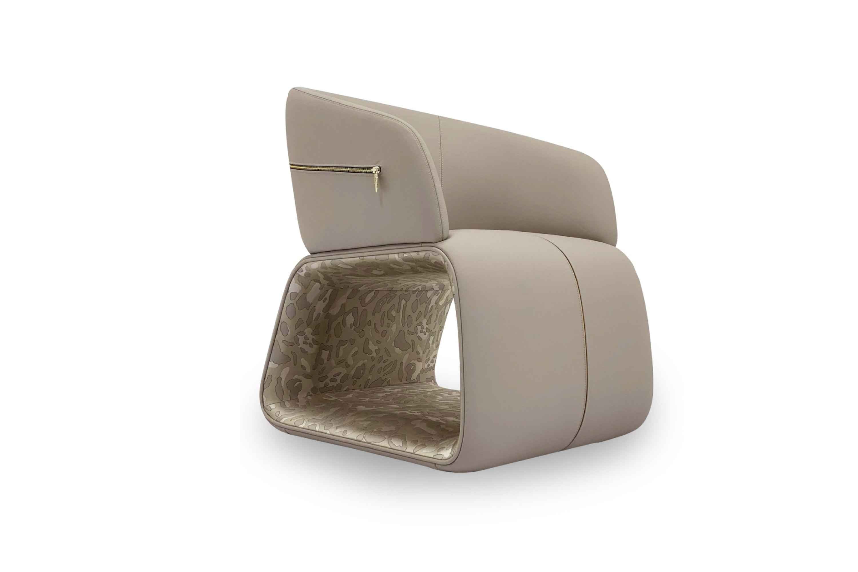 Leather Upholstered Lounge Chair with Metal Zipper Accents WH312SF11B Lounger chair