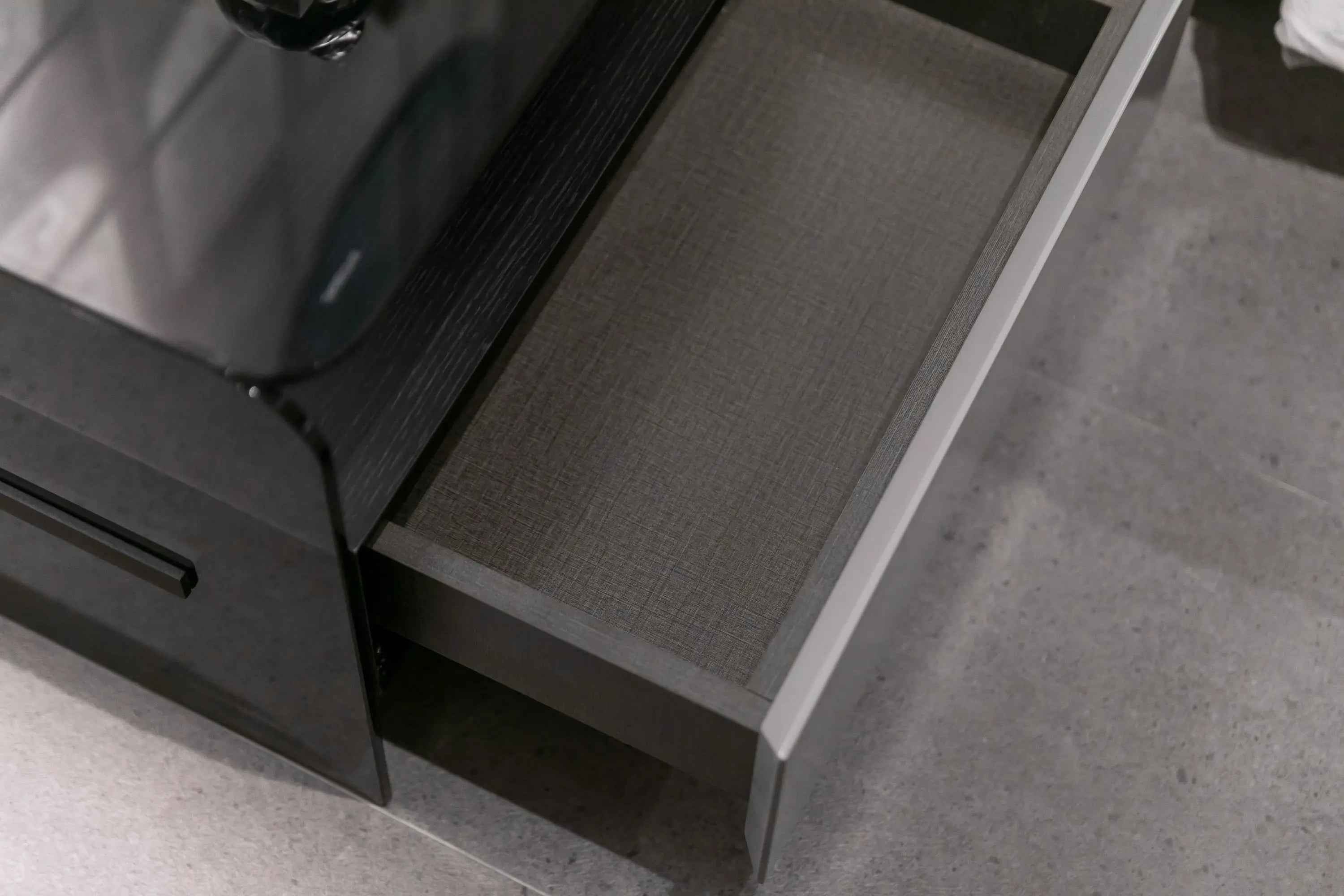 Minimalist Black Glass HX-2066-2/3 Bedside Table for Modern Bedrooms