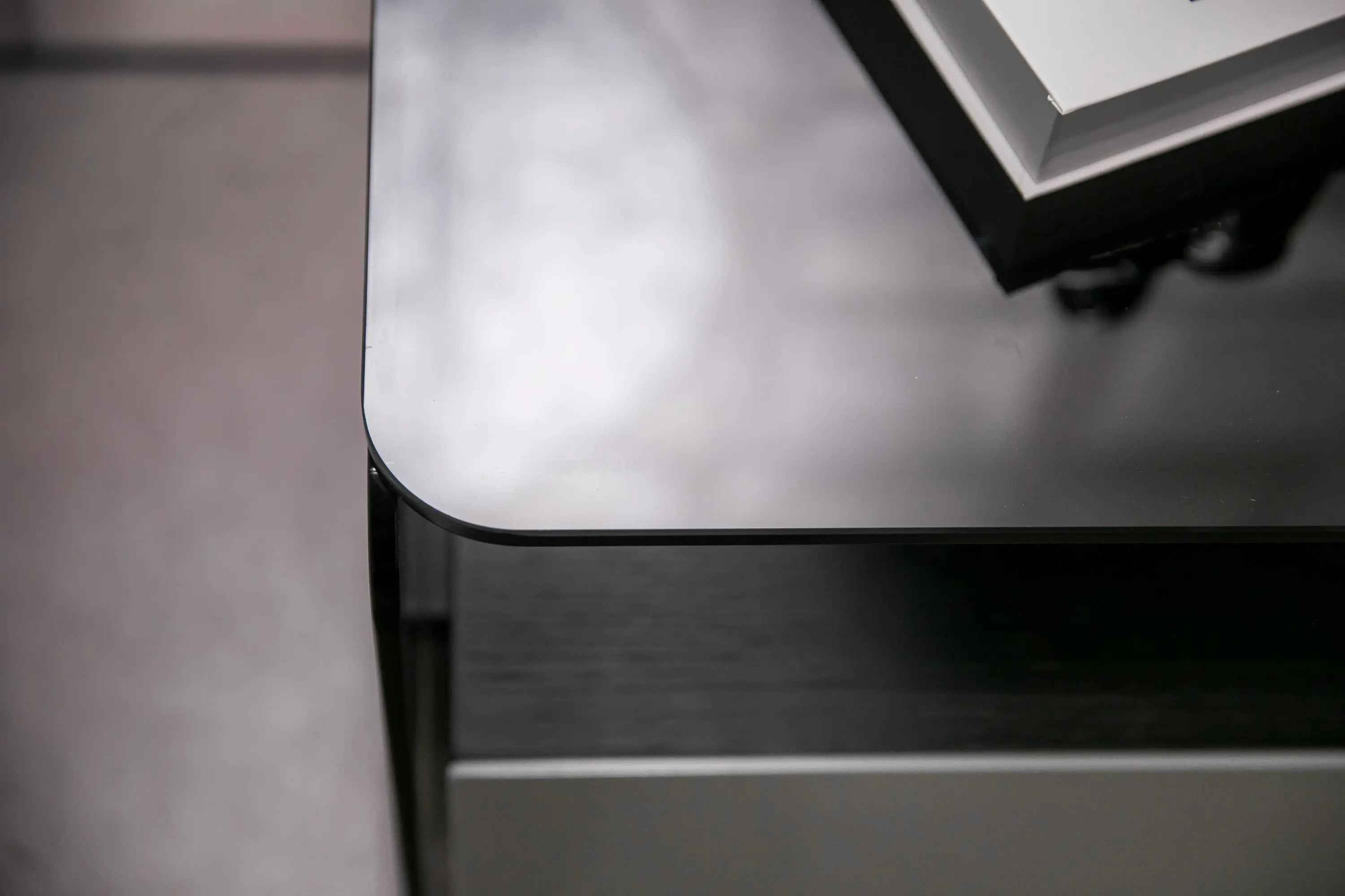 Minimalist Black Glass HX-2066-2/3 Bedside Table for Modern Bedrooms