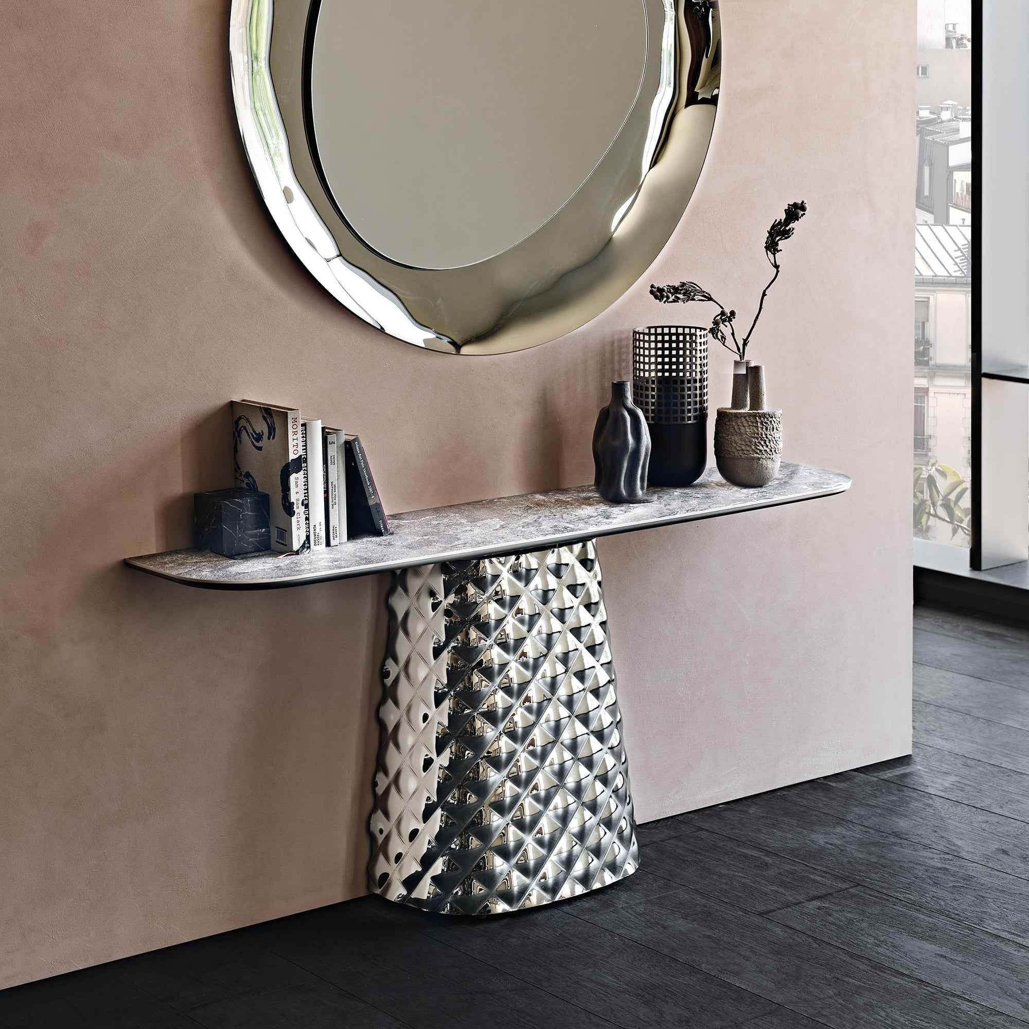 DH-2999 Minimalism Porch Diamond Mirror Bright Stainless Steel