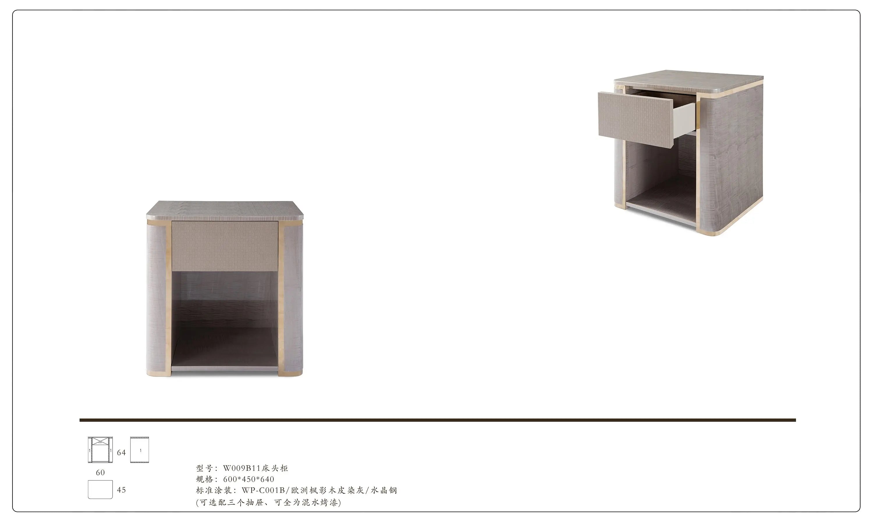 Bedroom Bedside Table With Drawer Modern Nightstand W009B11 Fendi style bedside table W