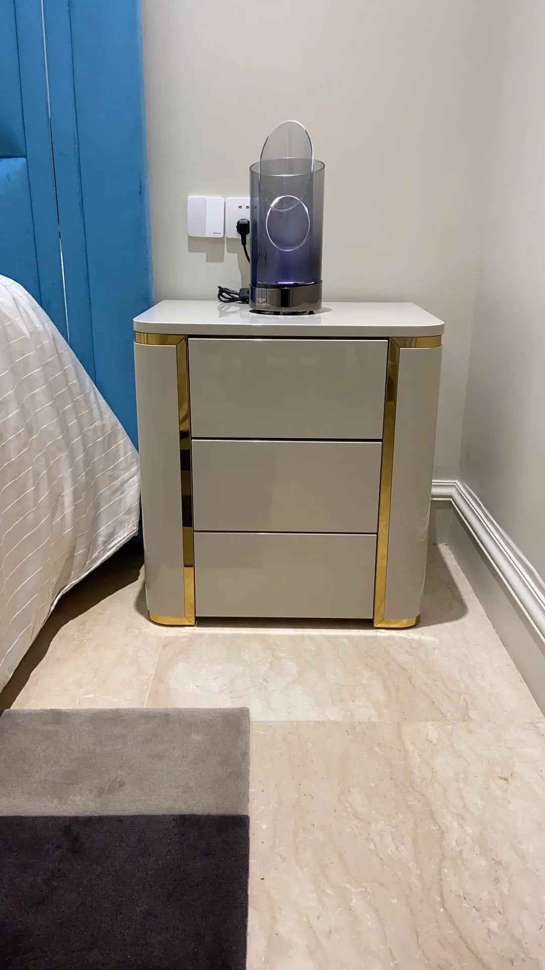 Bedroom Bedside Table With Drawer Modern Nightstand W009B11 Fendi style bedside table