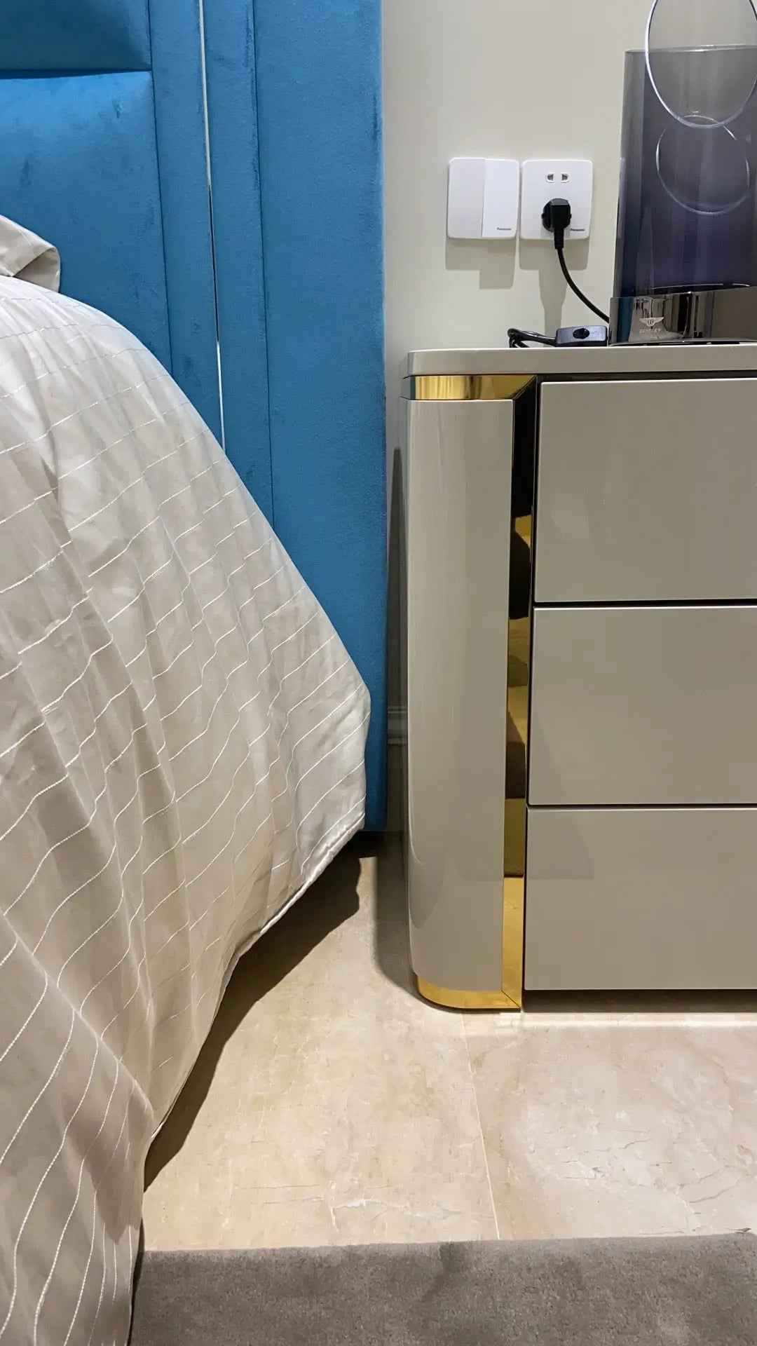 Bedroom Bedside Table With Drawer Modern Nightstand W009B11 Fendi style bedside table