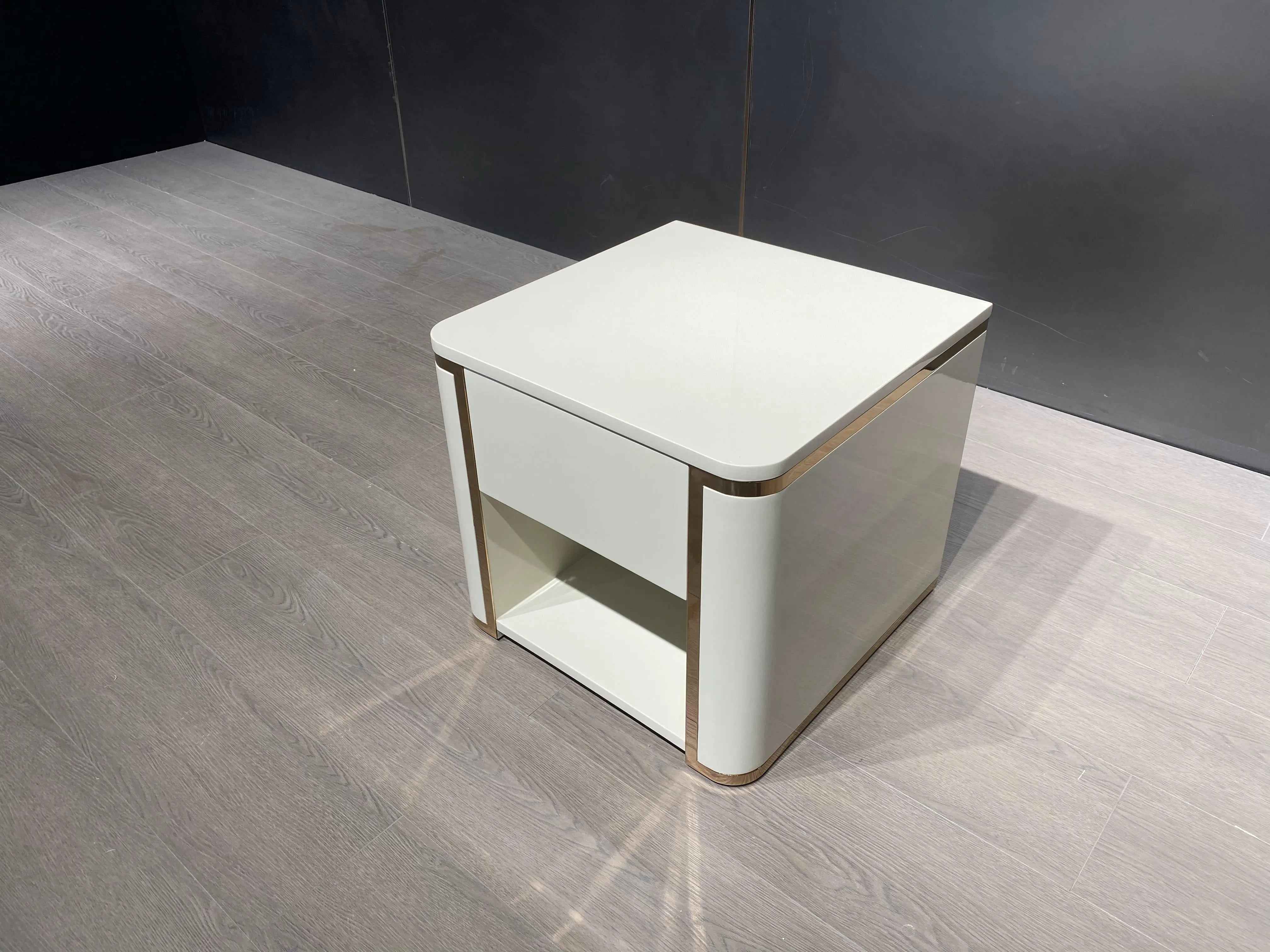 Bedroom Bedside Table With Drawer Modern Nightstand W009B11 Fendi style bedside table