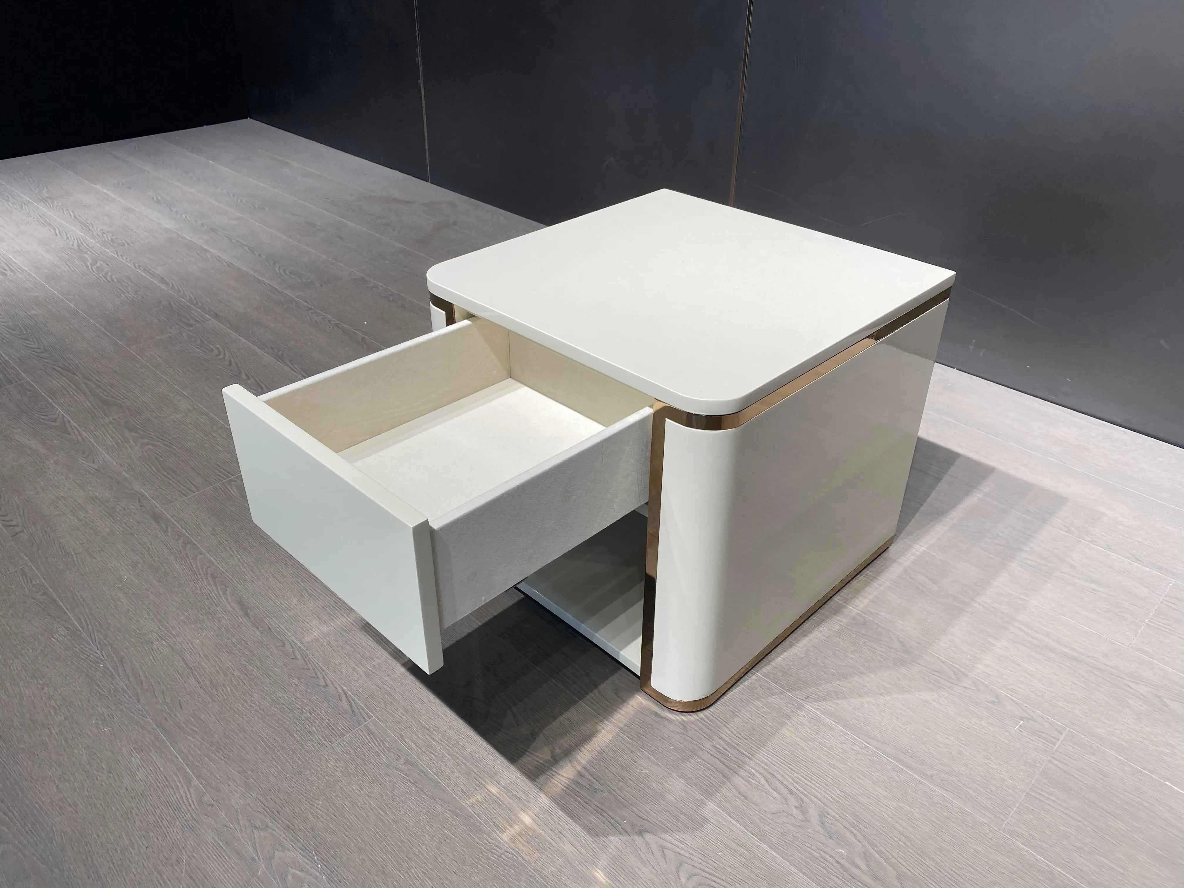 Bedroom Bedside Table With Drawer Modern Nightstand W009B11 Fendi style bedside table