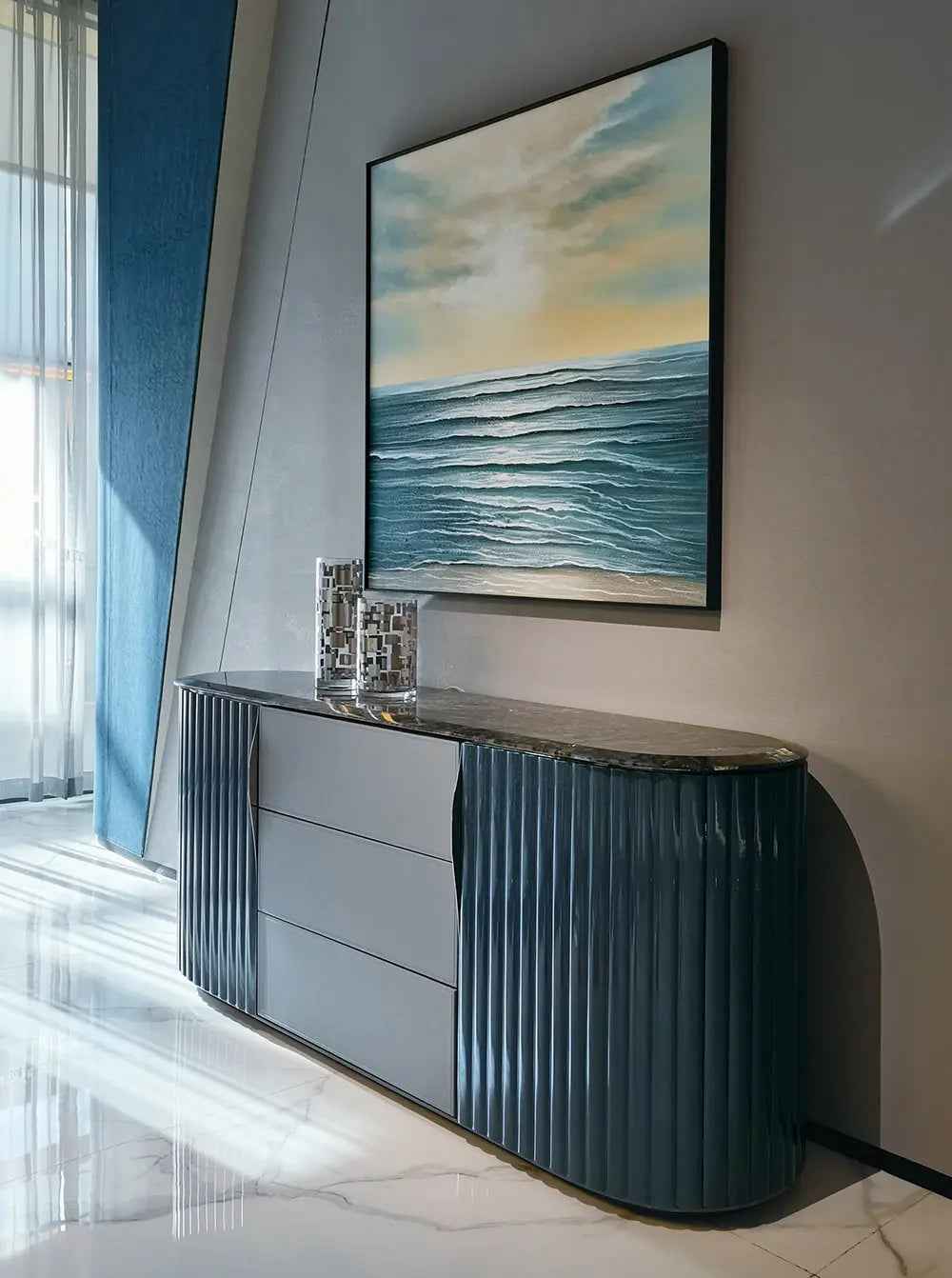 Blue Jade Marble Sideboard W018D7 Bentley Wine Cabinet Sideboard chest of drawers