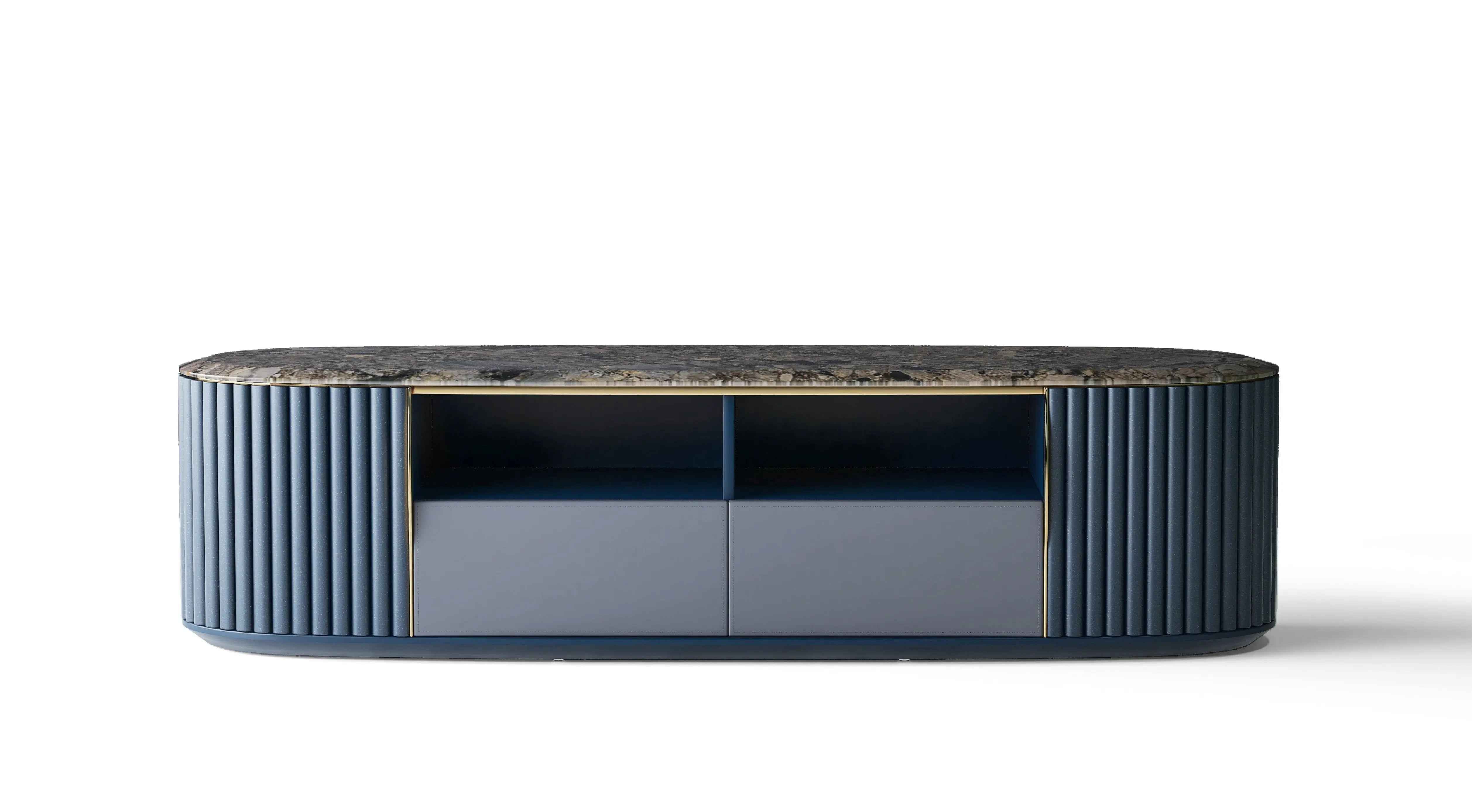 Blue Jade Marble TV Cabinet - Luxury and Elegance for Your Home W018H12 Bentley TV Cabinet