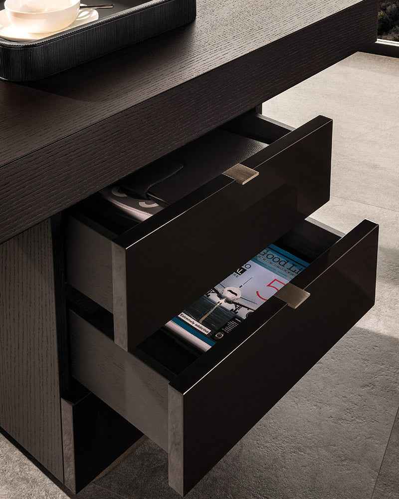 YM-ST39 Minimalism Bookcase desk Smoked,Boss Table , Office Table