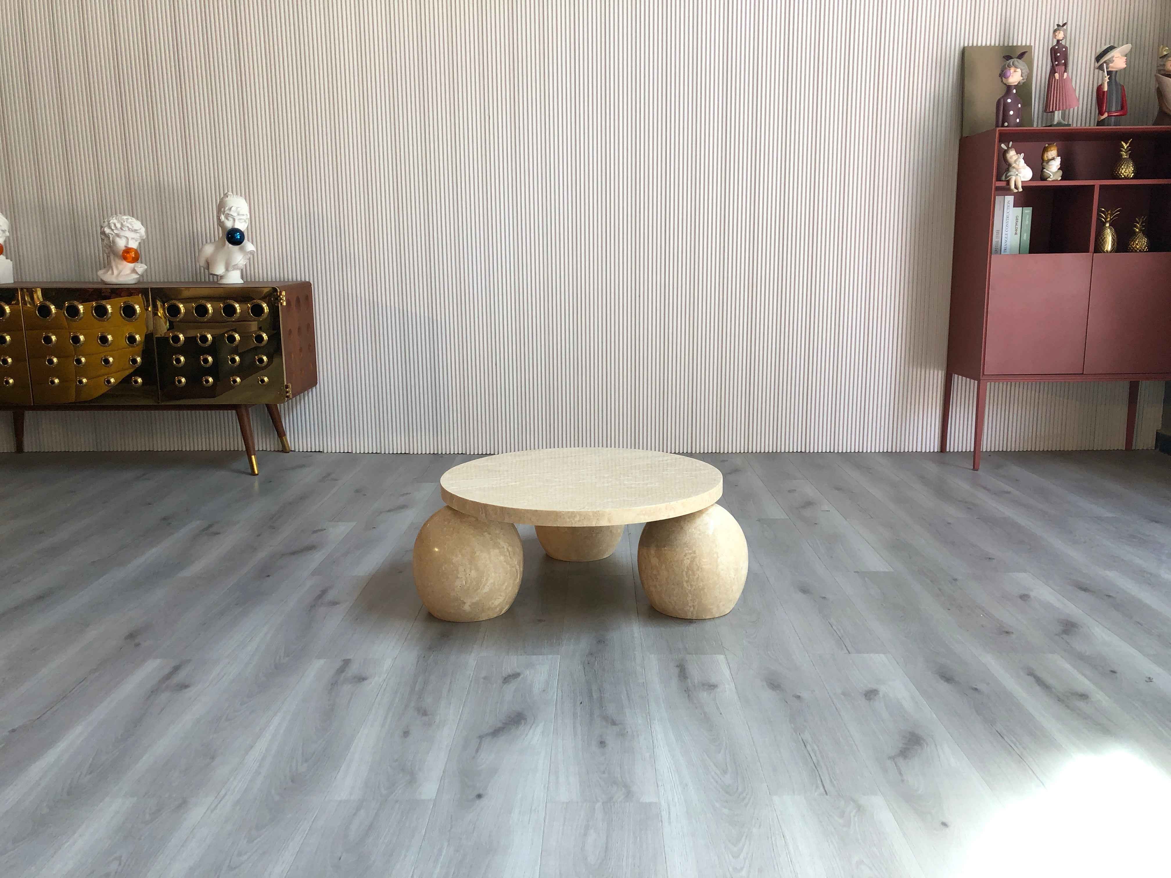 CJ-333 Stone Ball Round Coffee Table