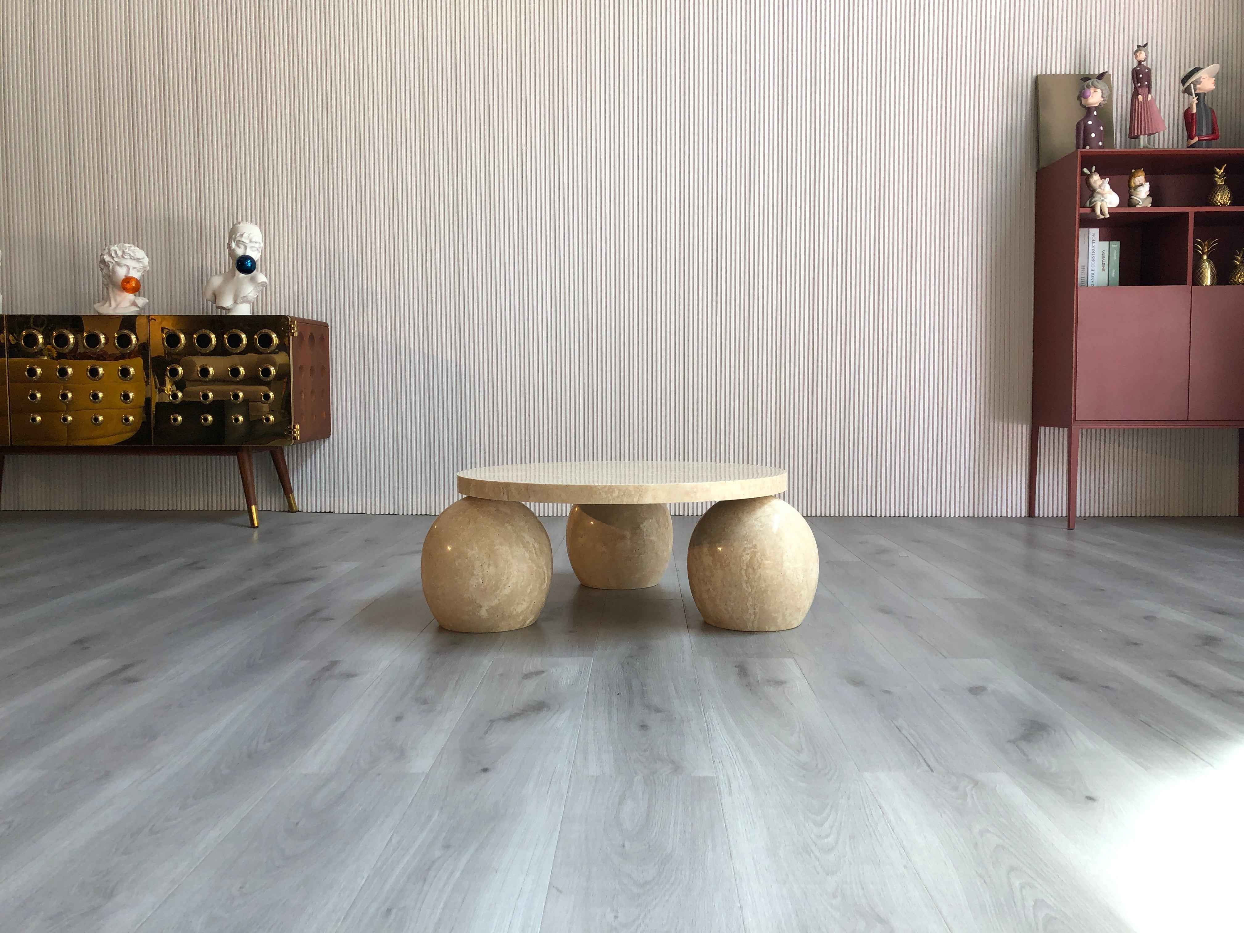 CJ-333 Stone Ball Round Coffee Table