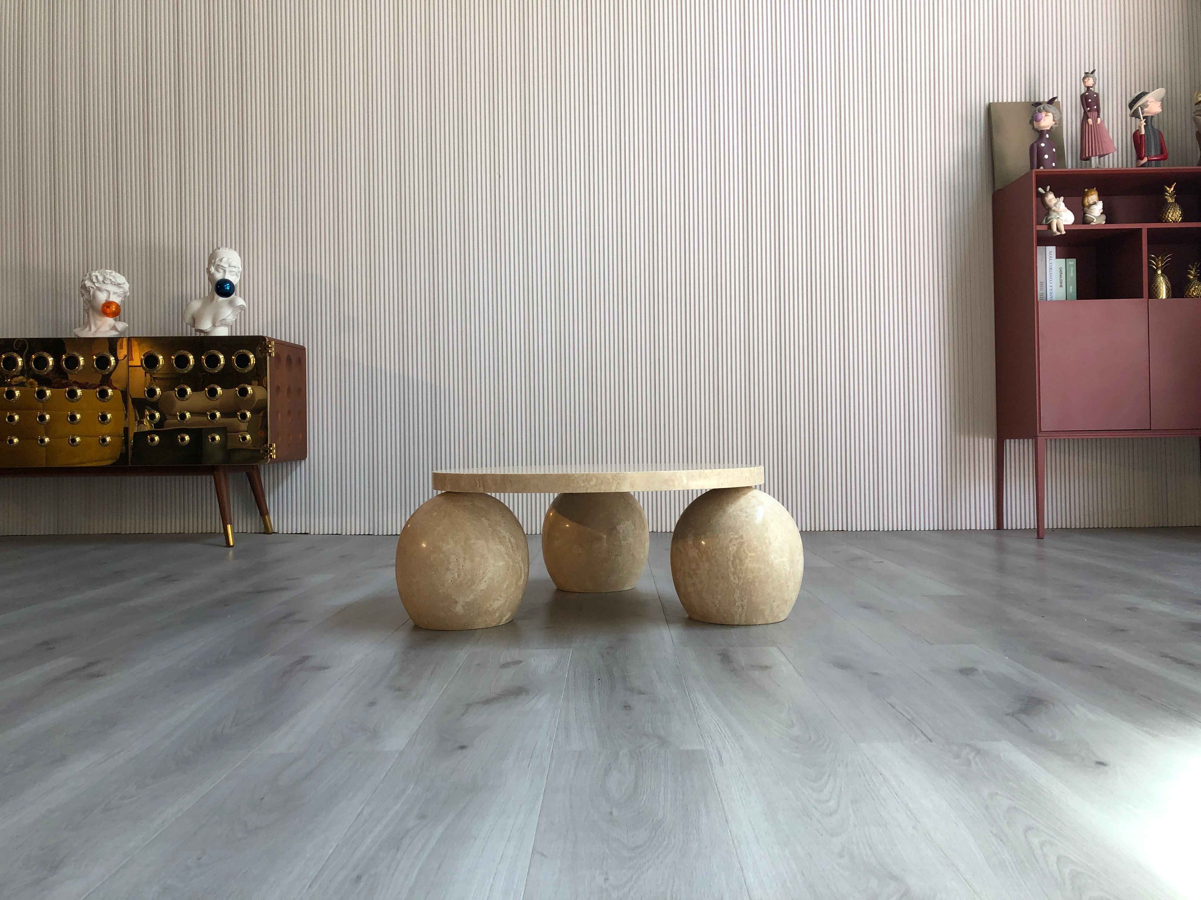 CJ-333 Stone Ball Round Coffee Table