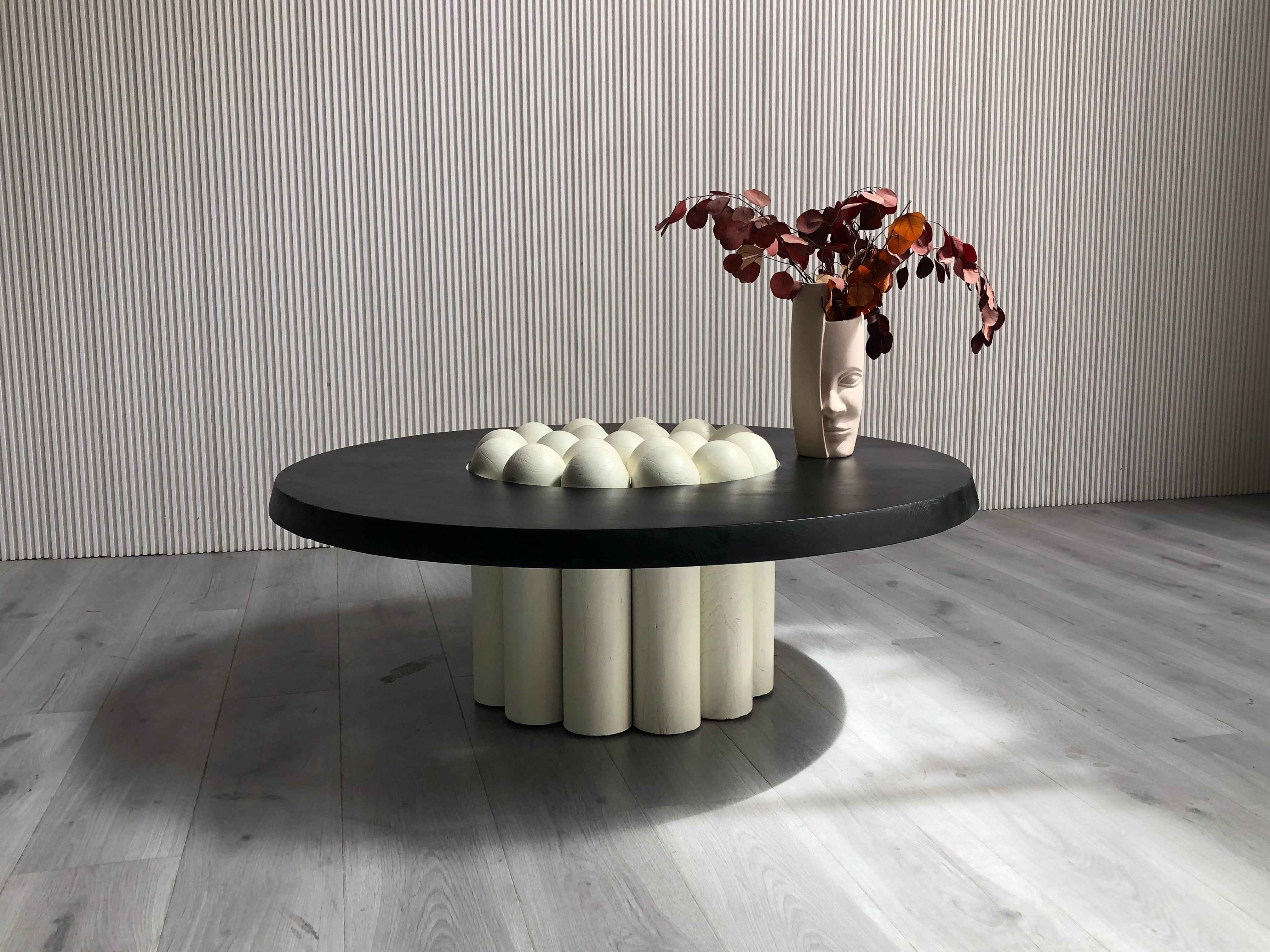 CJ-426 Marble solid wood round coffee table