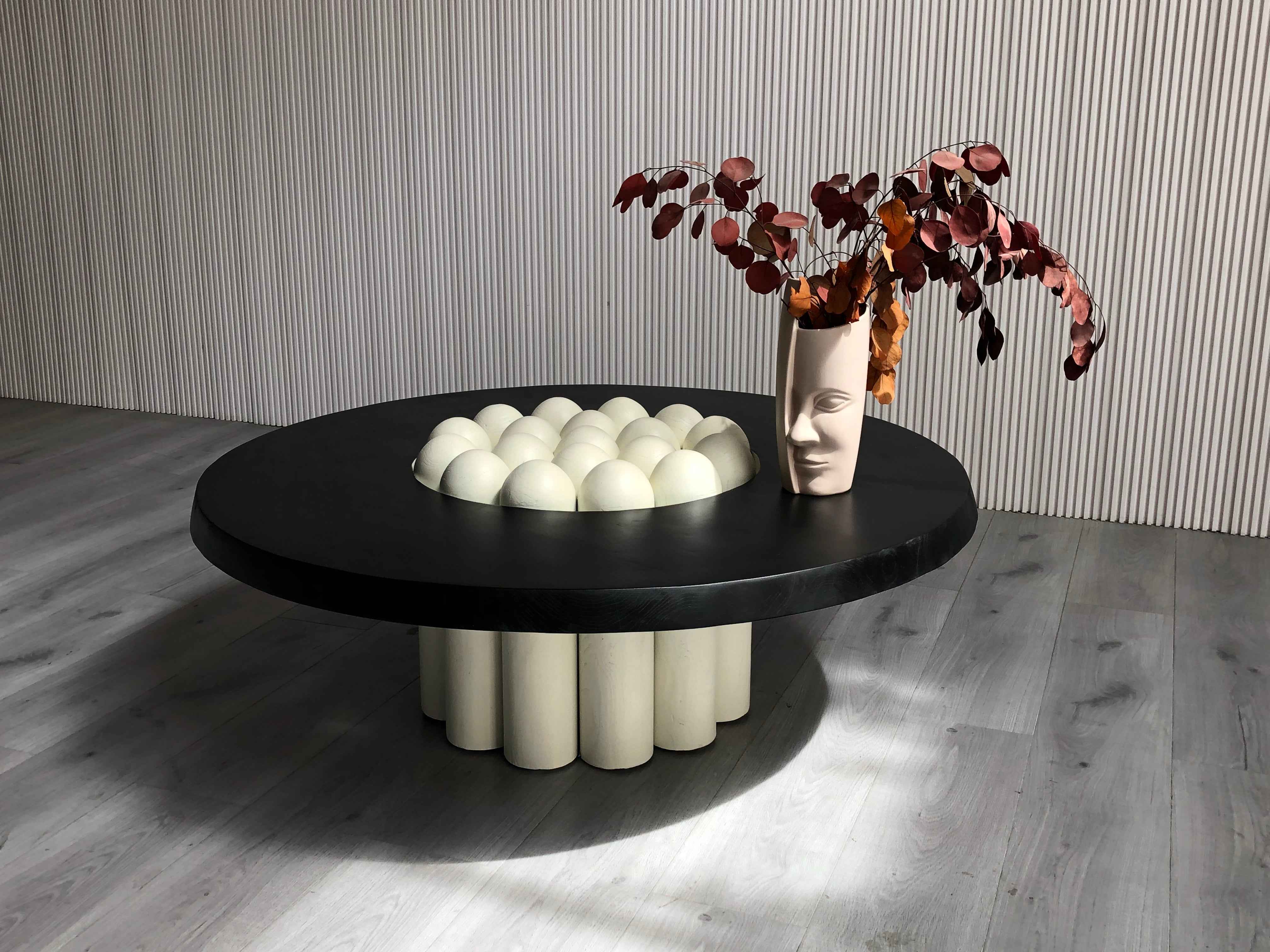 CJ-426 Marble solid wood round coffee table