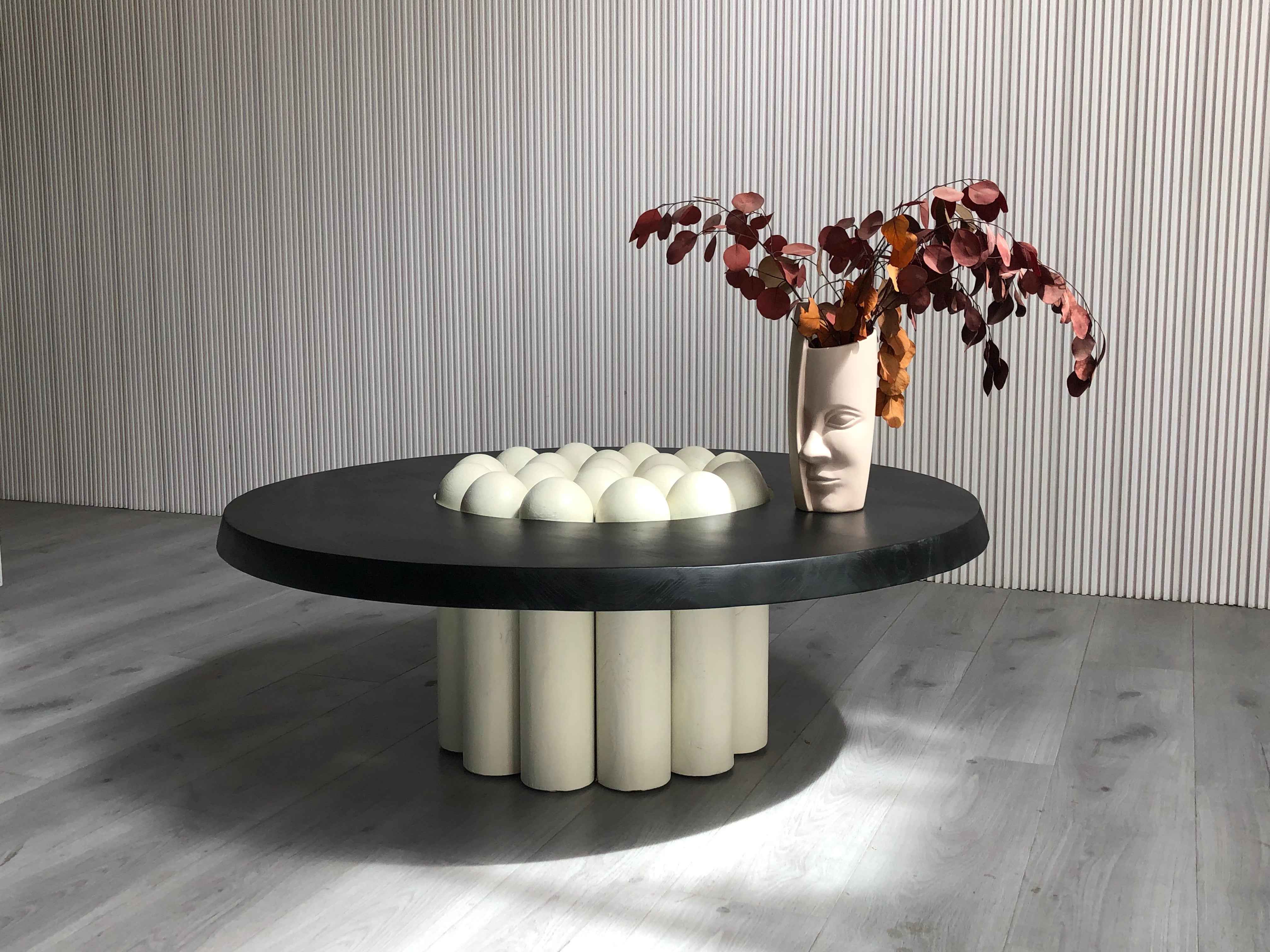 CJ-426 Marble solid wood round coffee table