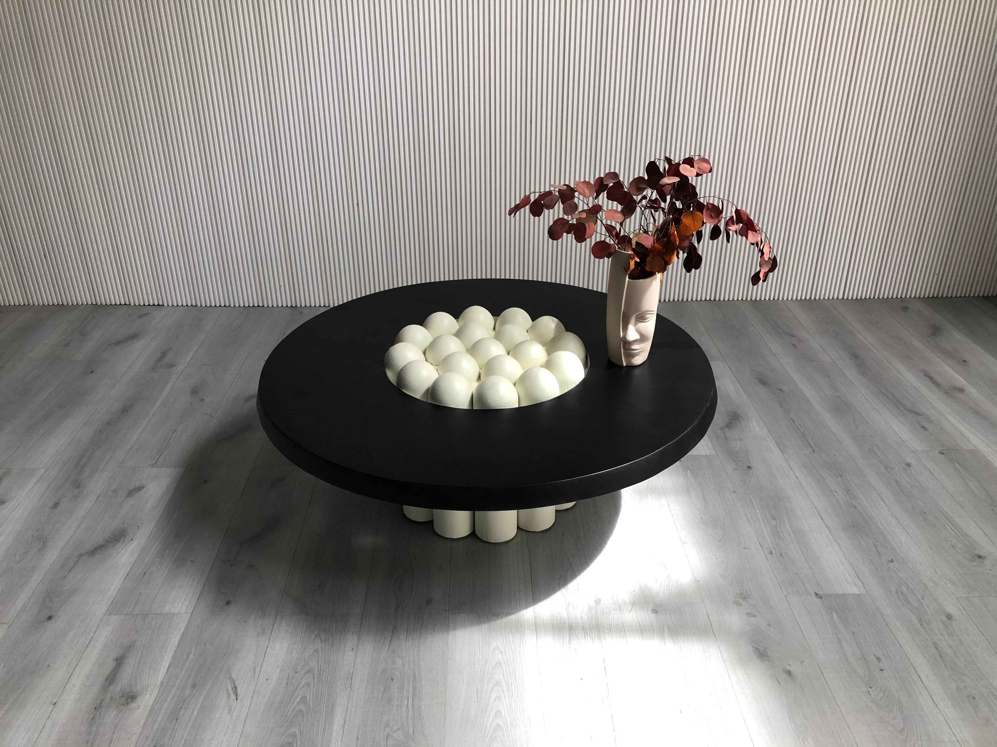 CJ-426 Marble solid wood round coffee table