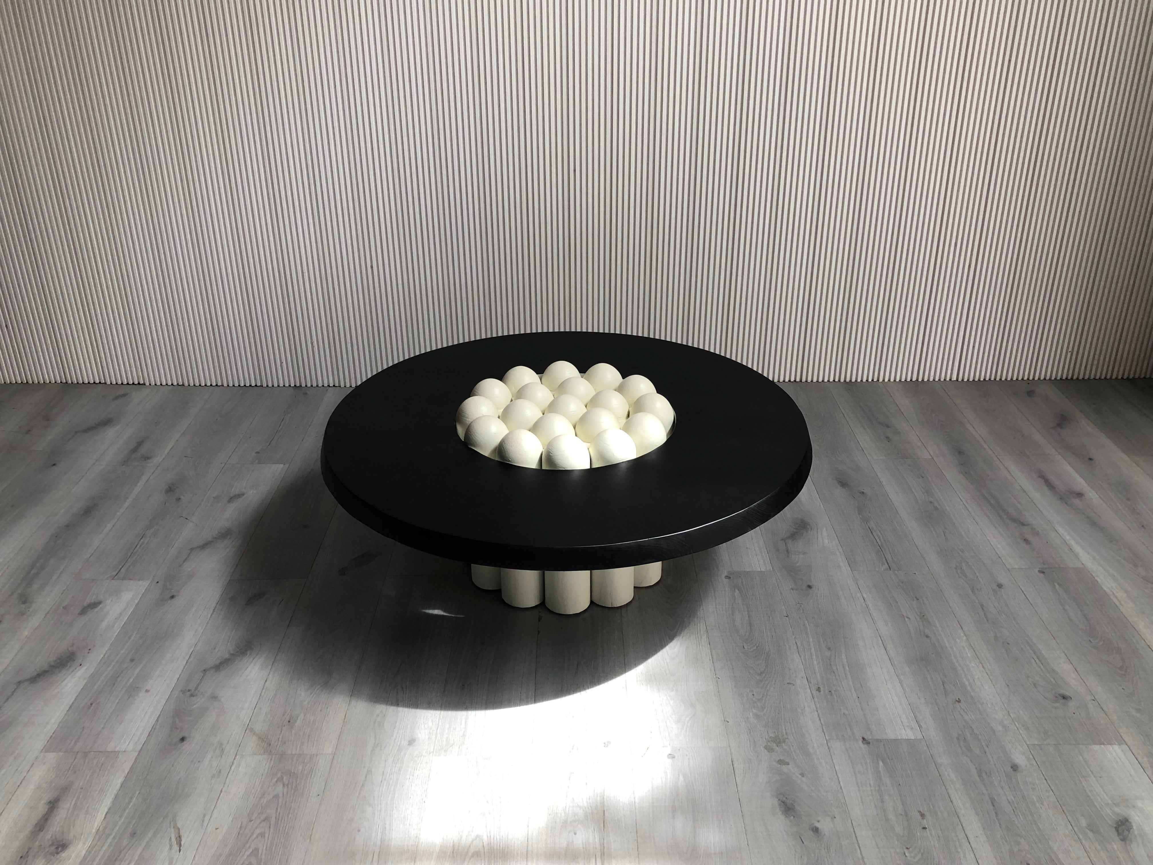 CJ-426 Marble solid wood round coffee table
