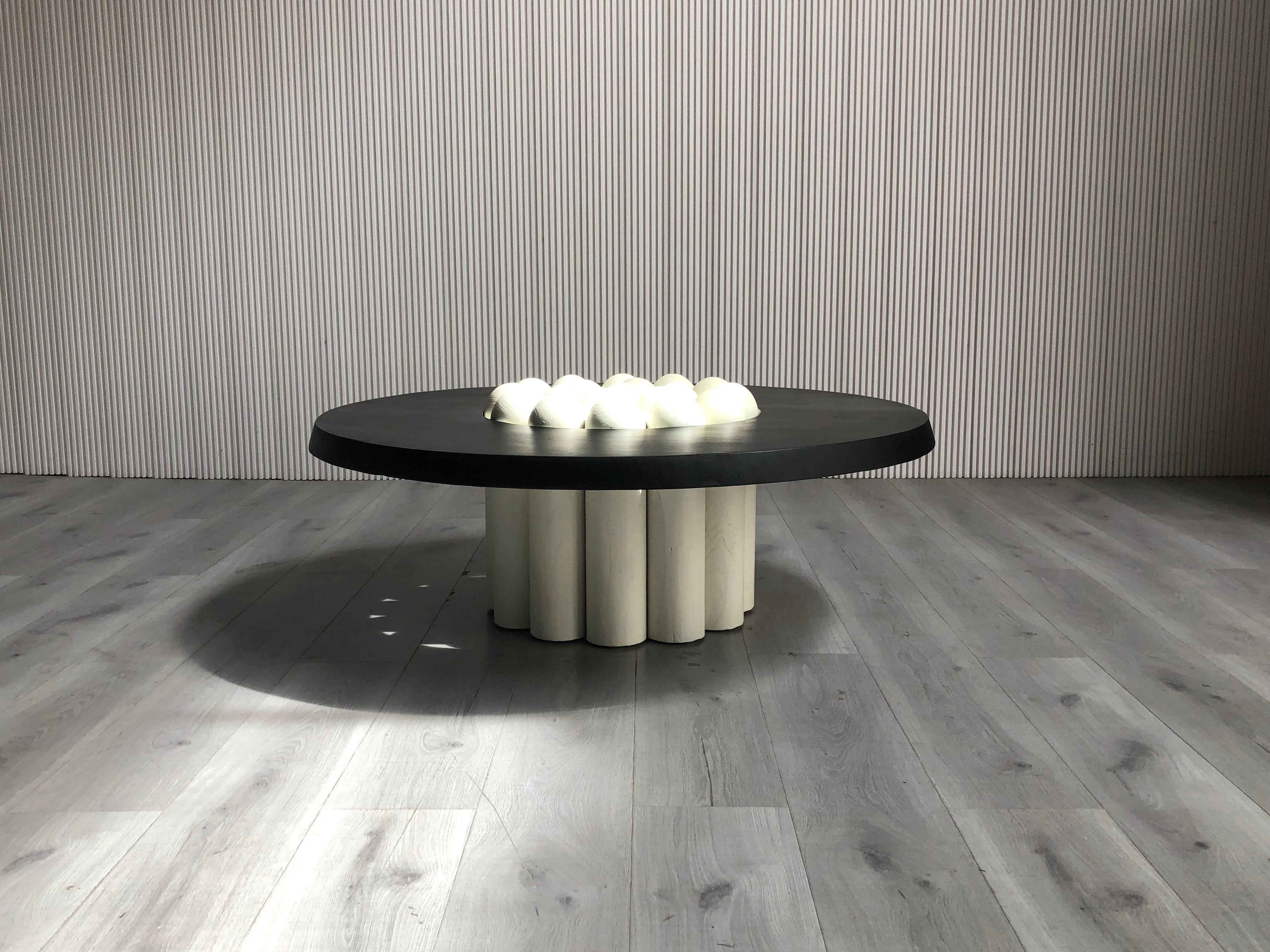 CJ-426 Marble solid wood round coffee table