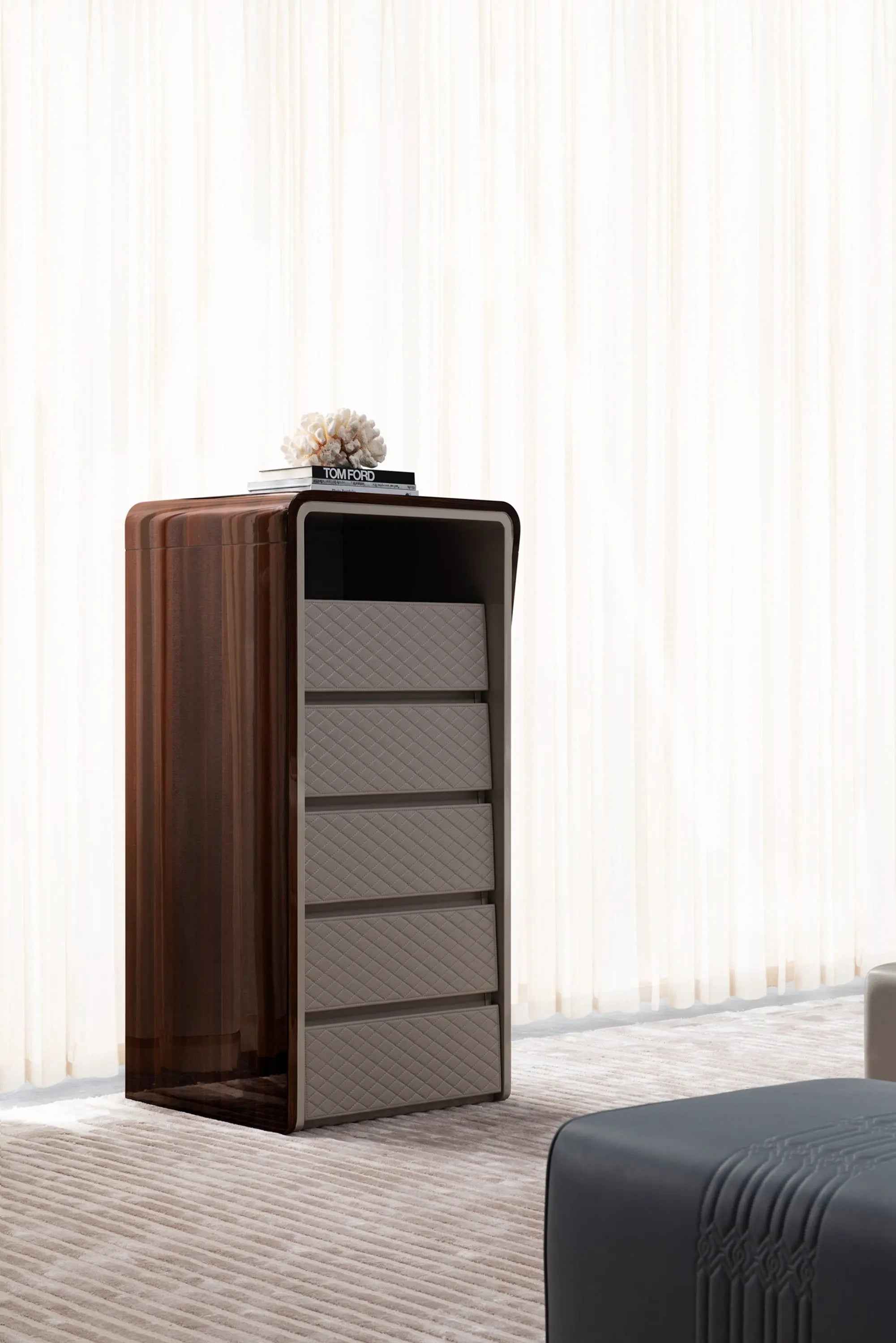 Luxury Modern Bentley Sideboard W006B12B - Eastgate Storage Cabinet with Wine Display and Diamond-Embroidered Panels