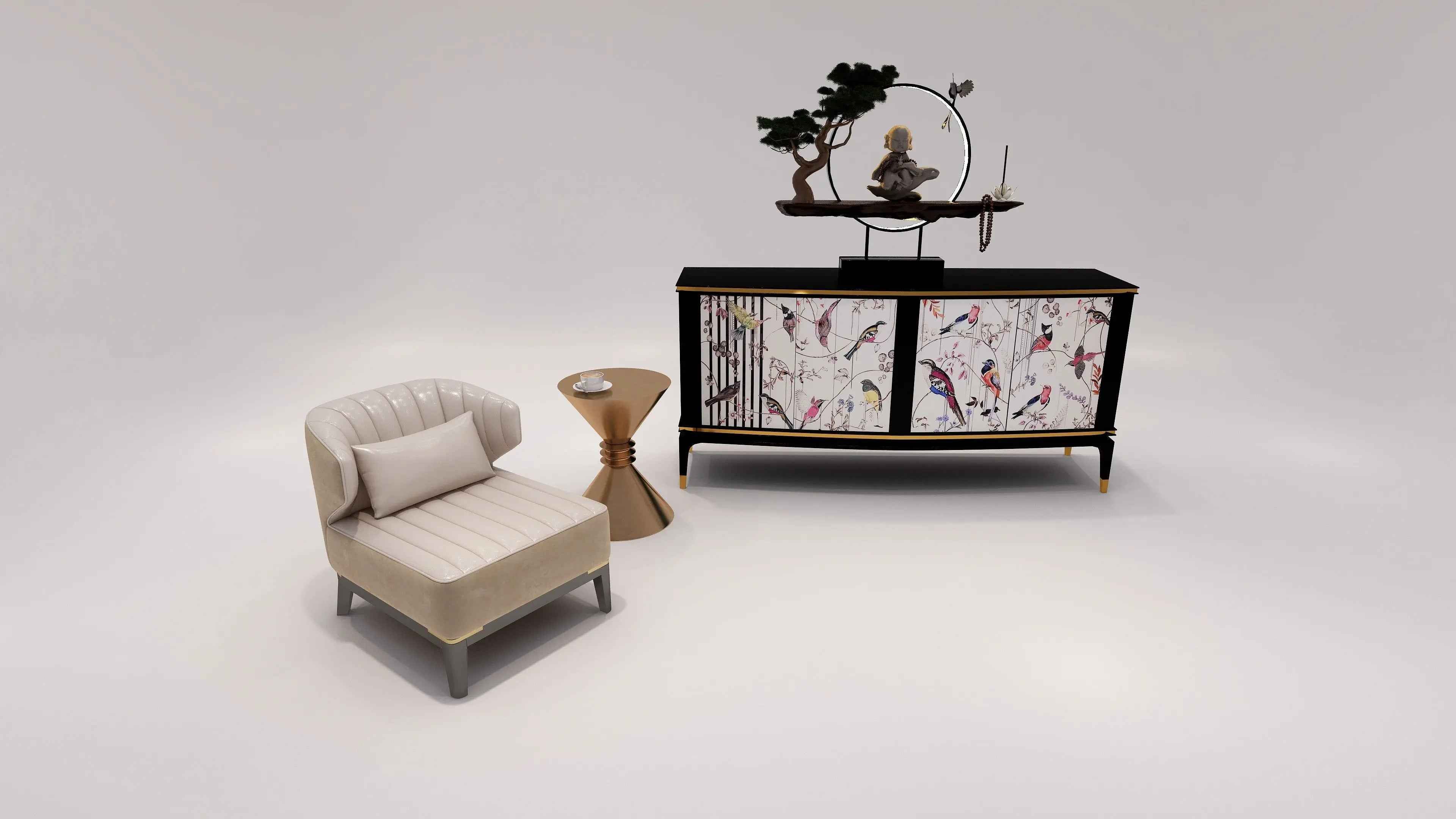 Classic light luxury style W002H6B W002H6C Longhi style Angie Coffee Table Tea table Coner table