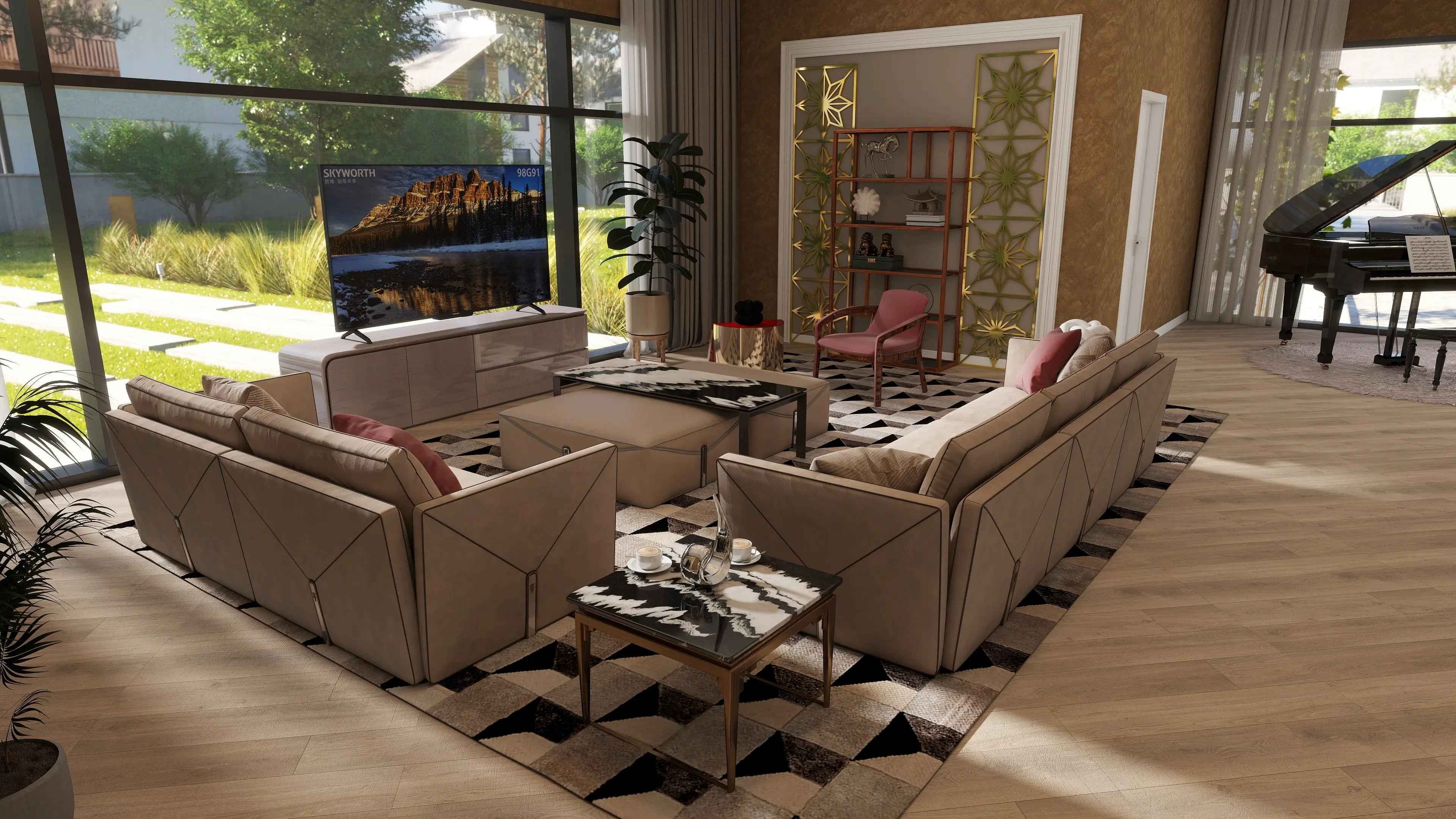 Classic light luxury style W011H3 Visionnaire style Atreyu Coffee Table Tea table Coner table