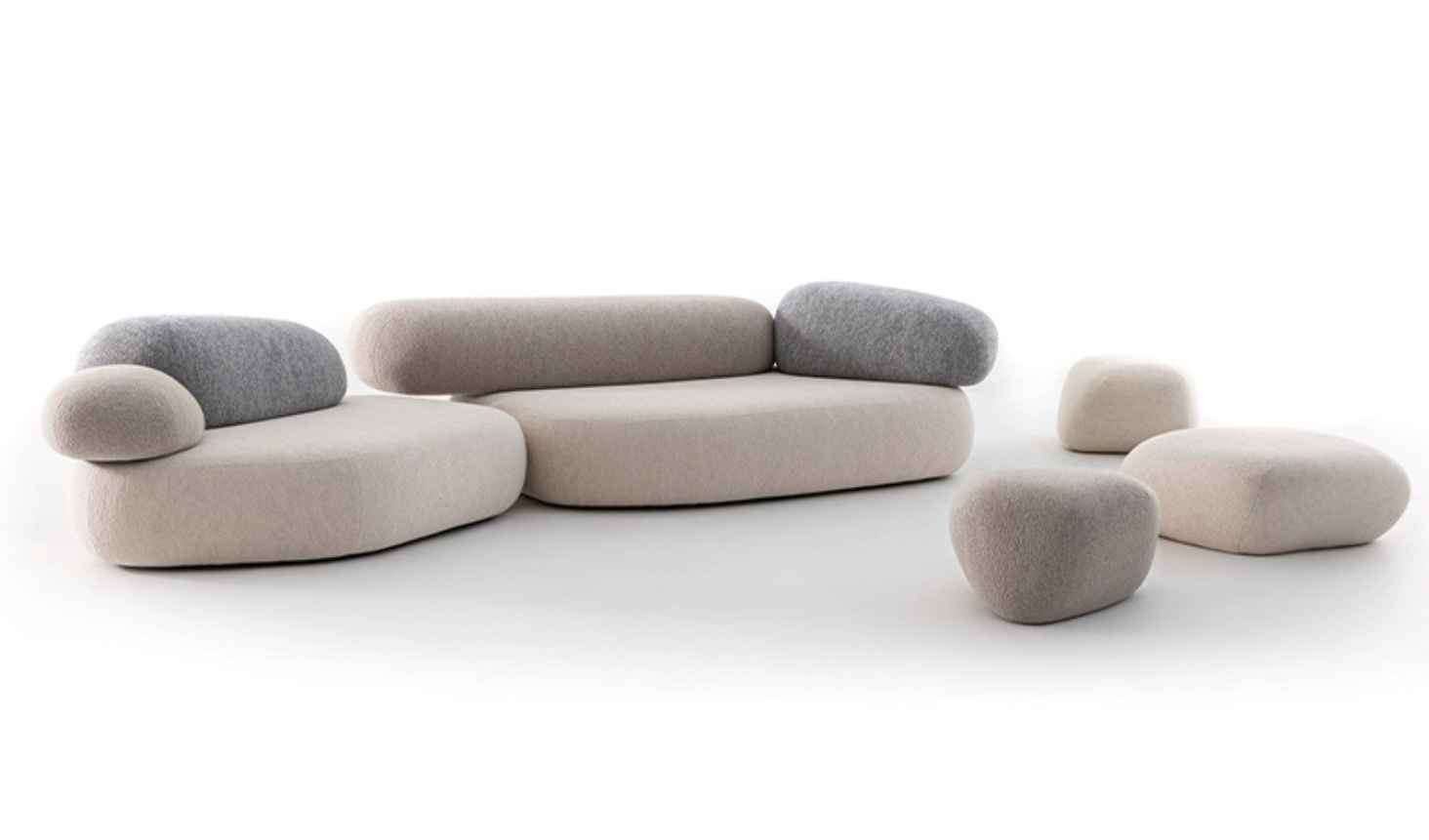 SF-521 sofa Italian Minimalist Fabric Shaped Modular Pebble Sofa Set