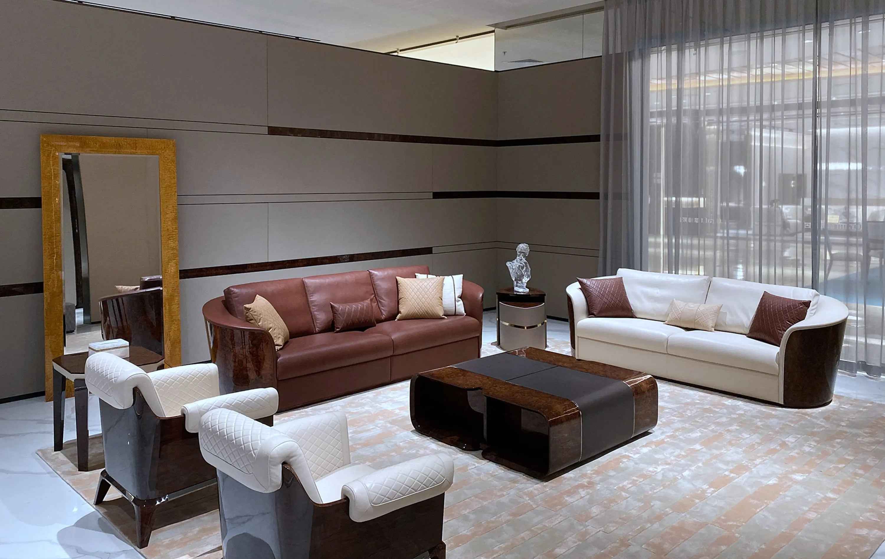 Contemporary Bentwood Bentley style Kingswood Sofa with walnut Wood Veneer Finish for Stylish Living W006SF2B Sofa