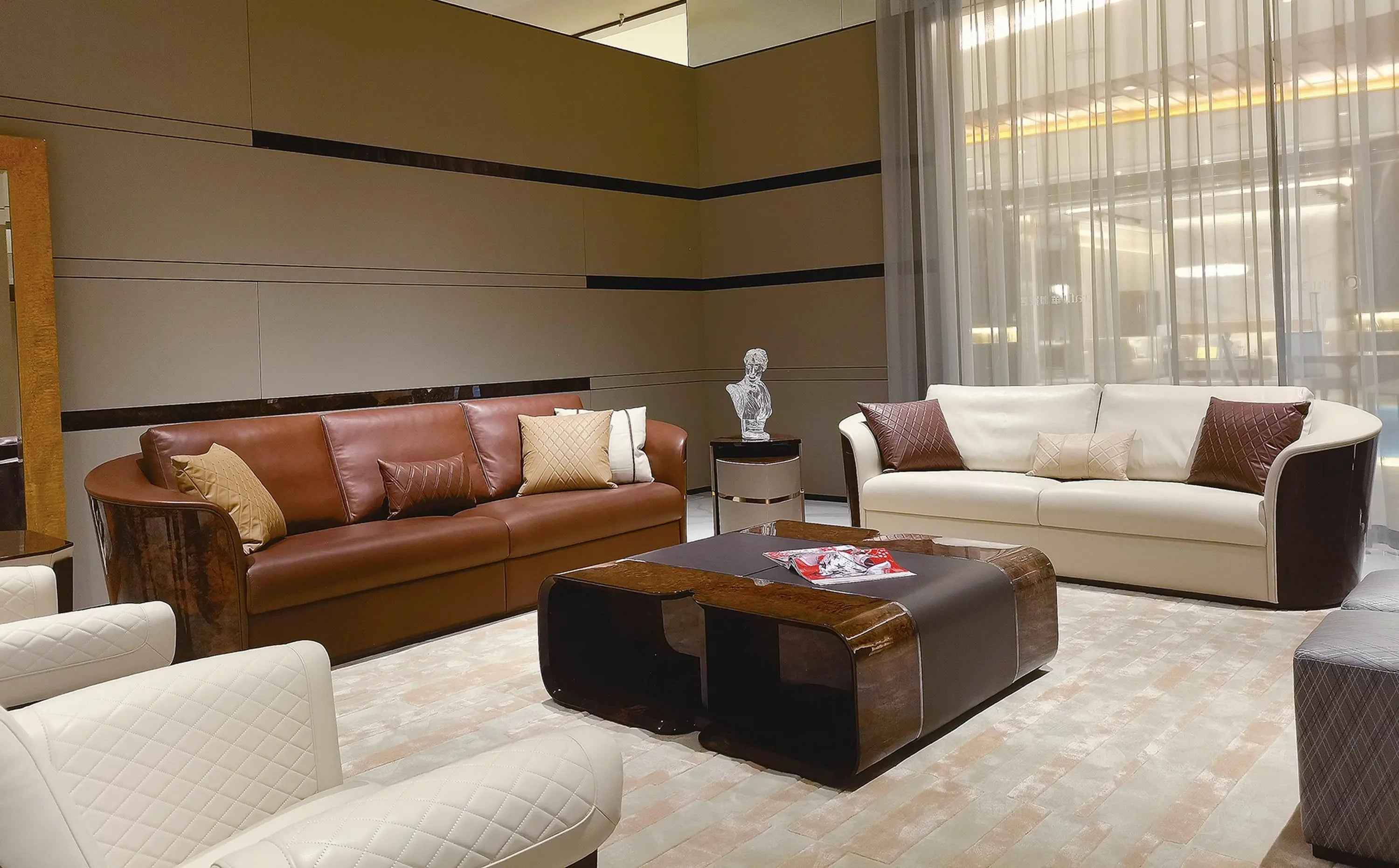 Contemporary Bentwood Bentley style Kingswood Sofa with walnut Wood Veneer Finish for Stylish Living W006SF2B Sofa