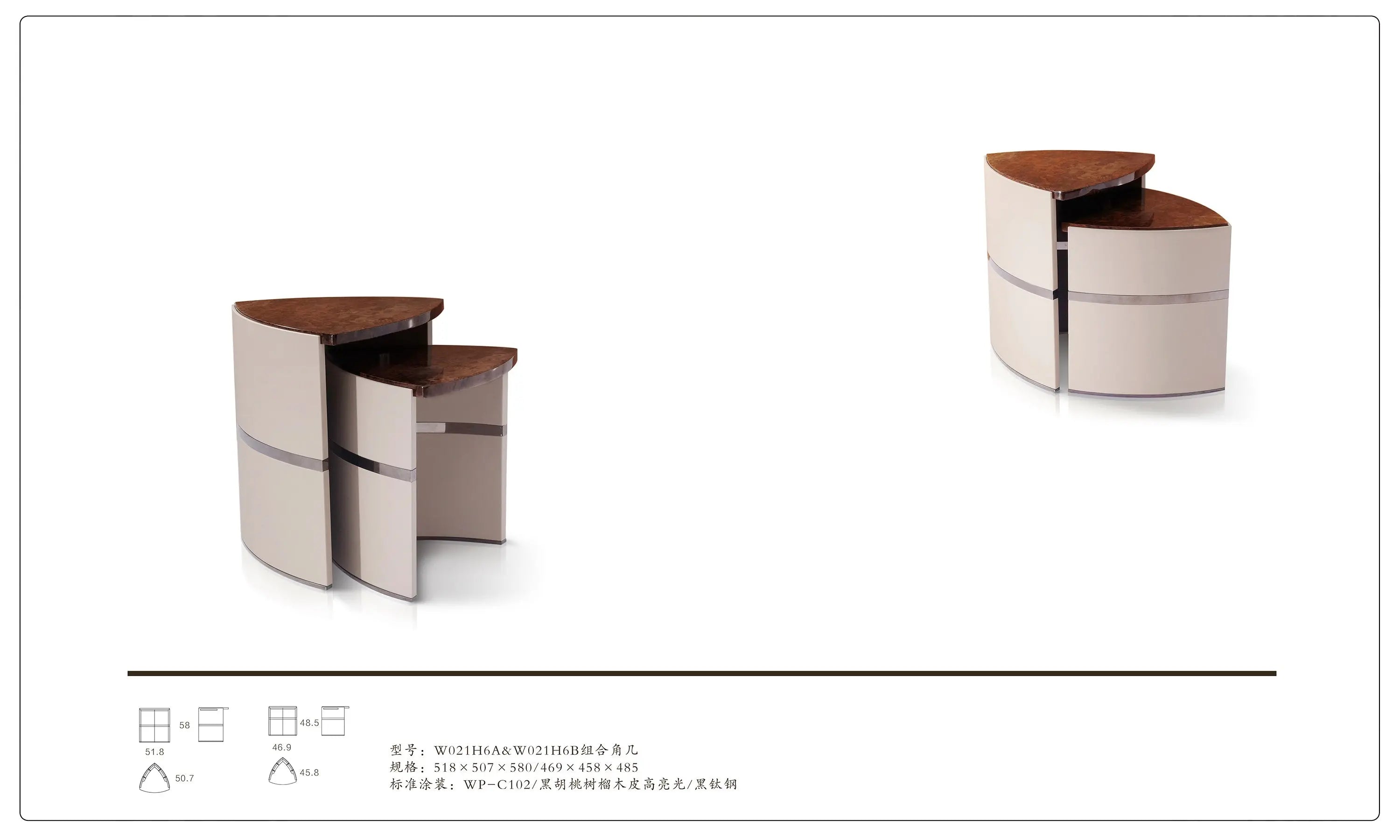 Contemporary Living Room Modern W021H6-1 Turri style Madison Coffee Table Tea table Coner table W