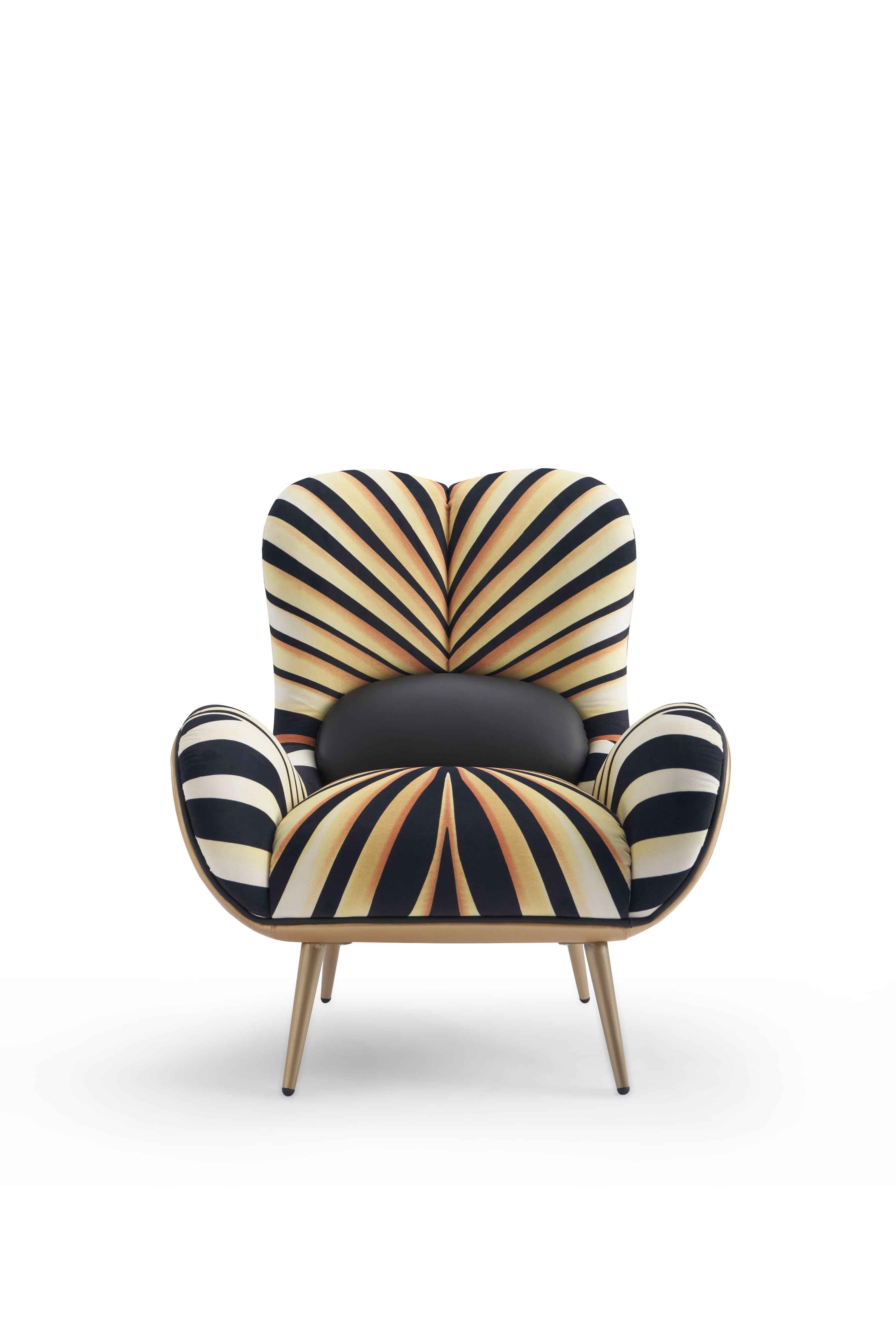 High-end Italian design wooden armchair sofa set luxury tiger velvet embroidery combination sofa bedroom living room DE5-057 Lounge chair