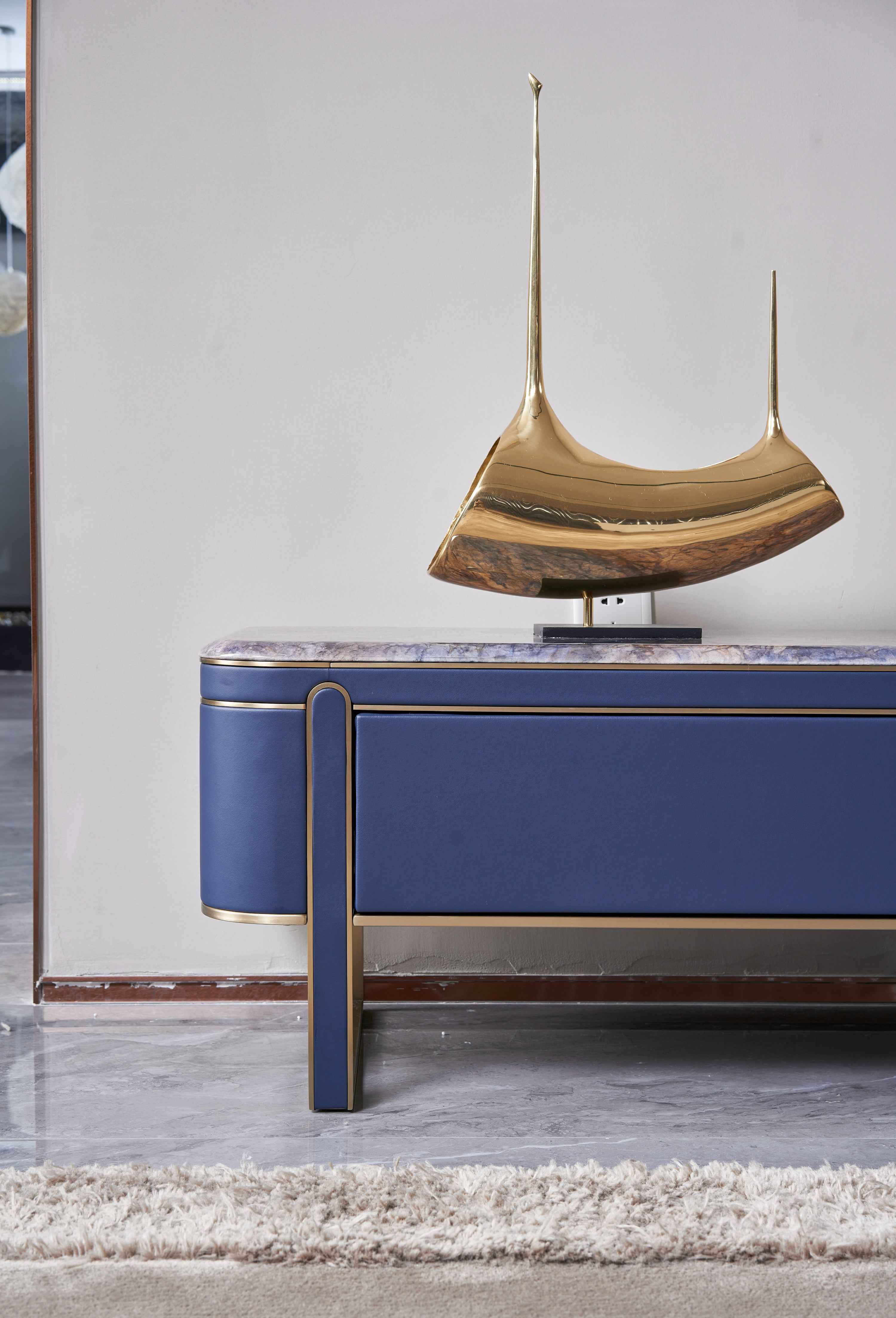 Light Luxury Leather Marble DH3-057-1 Floor Cabinet