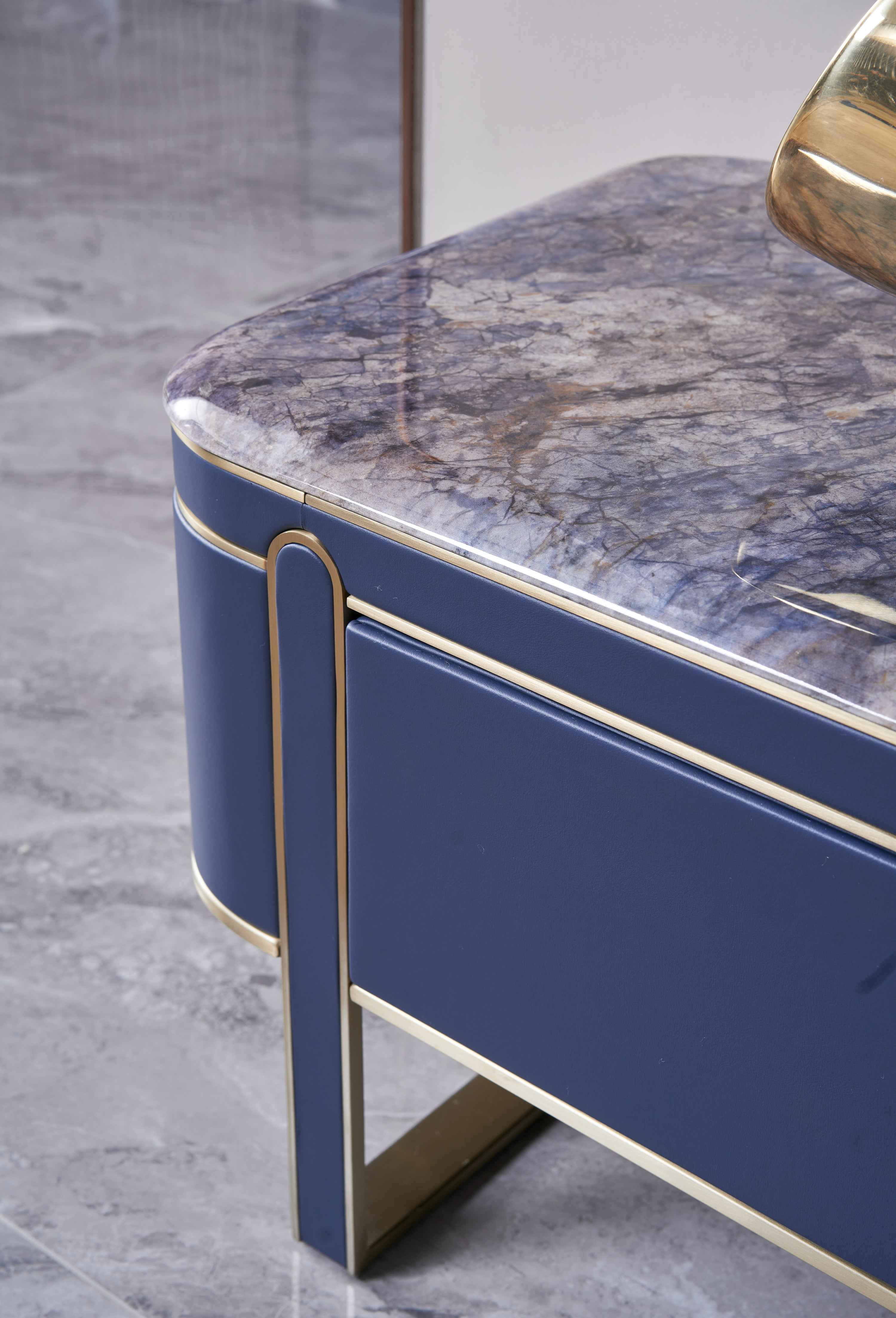 Light Luxury Leather Marble DH3-057-1 Floor Cabinet