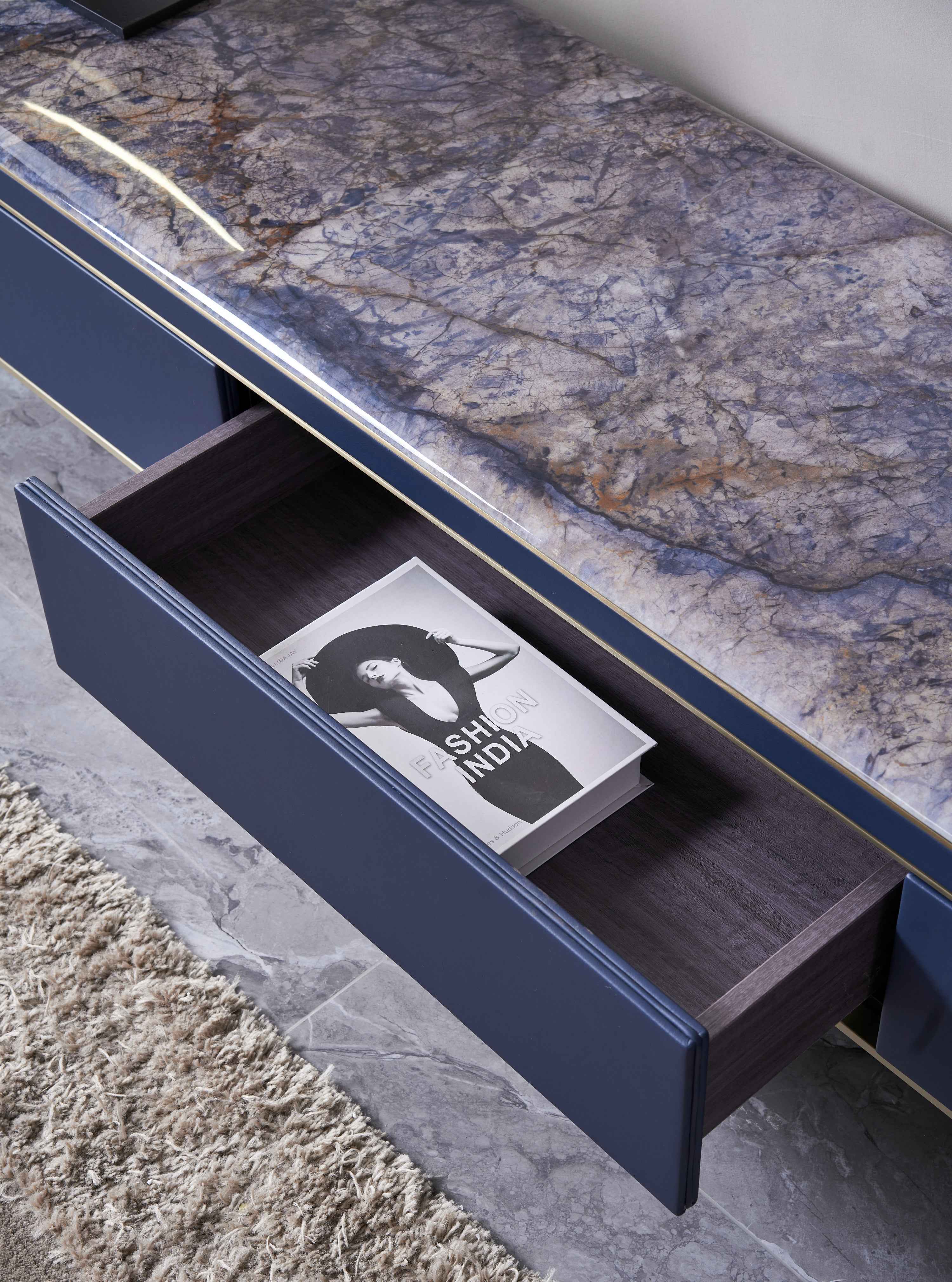 Light Luxury Leather Marble DH3-057-1 Floor Cabinet