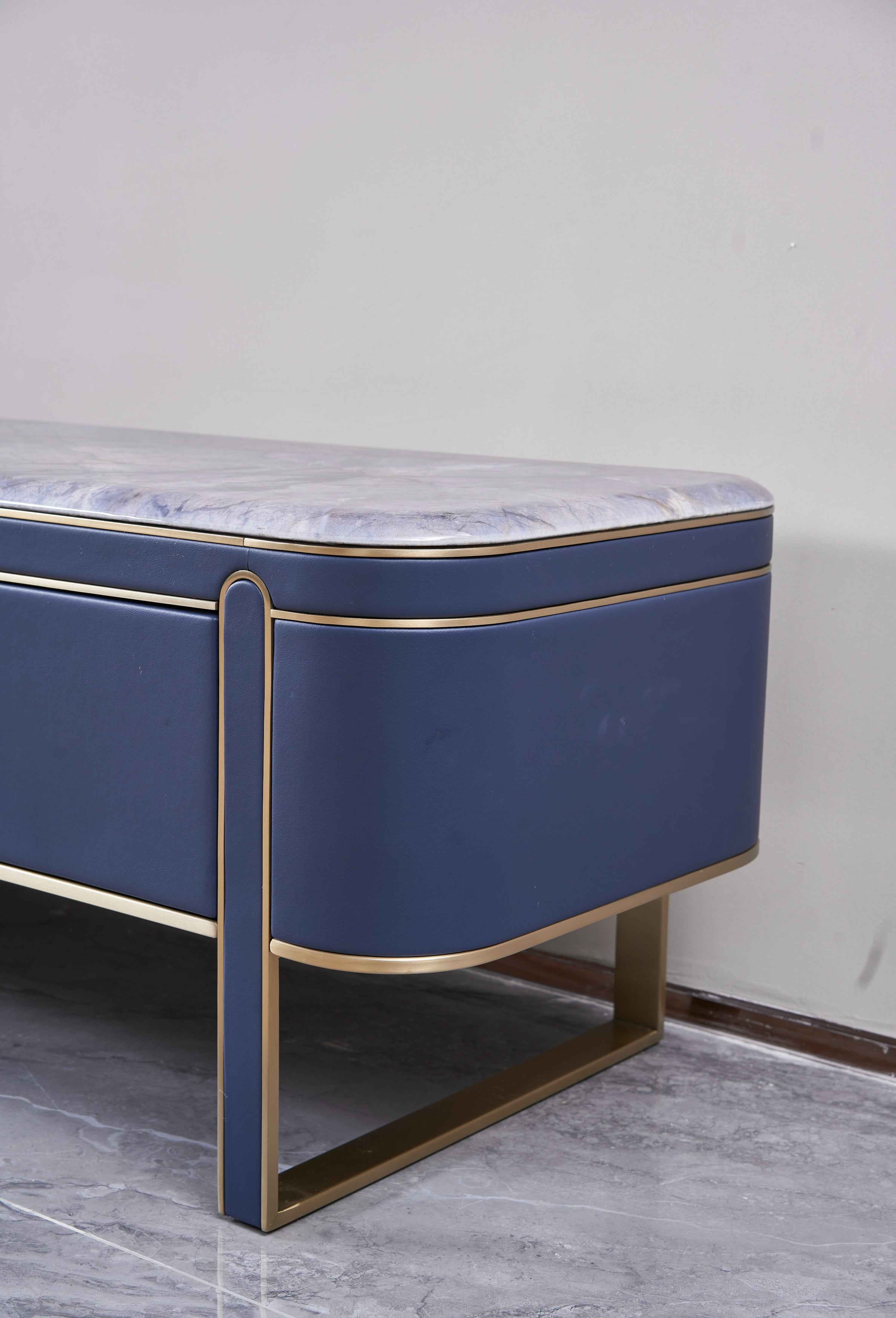 Light Luxury Leather Marble DH3-057-1 Floor Cabinet