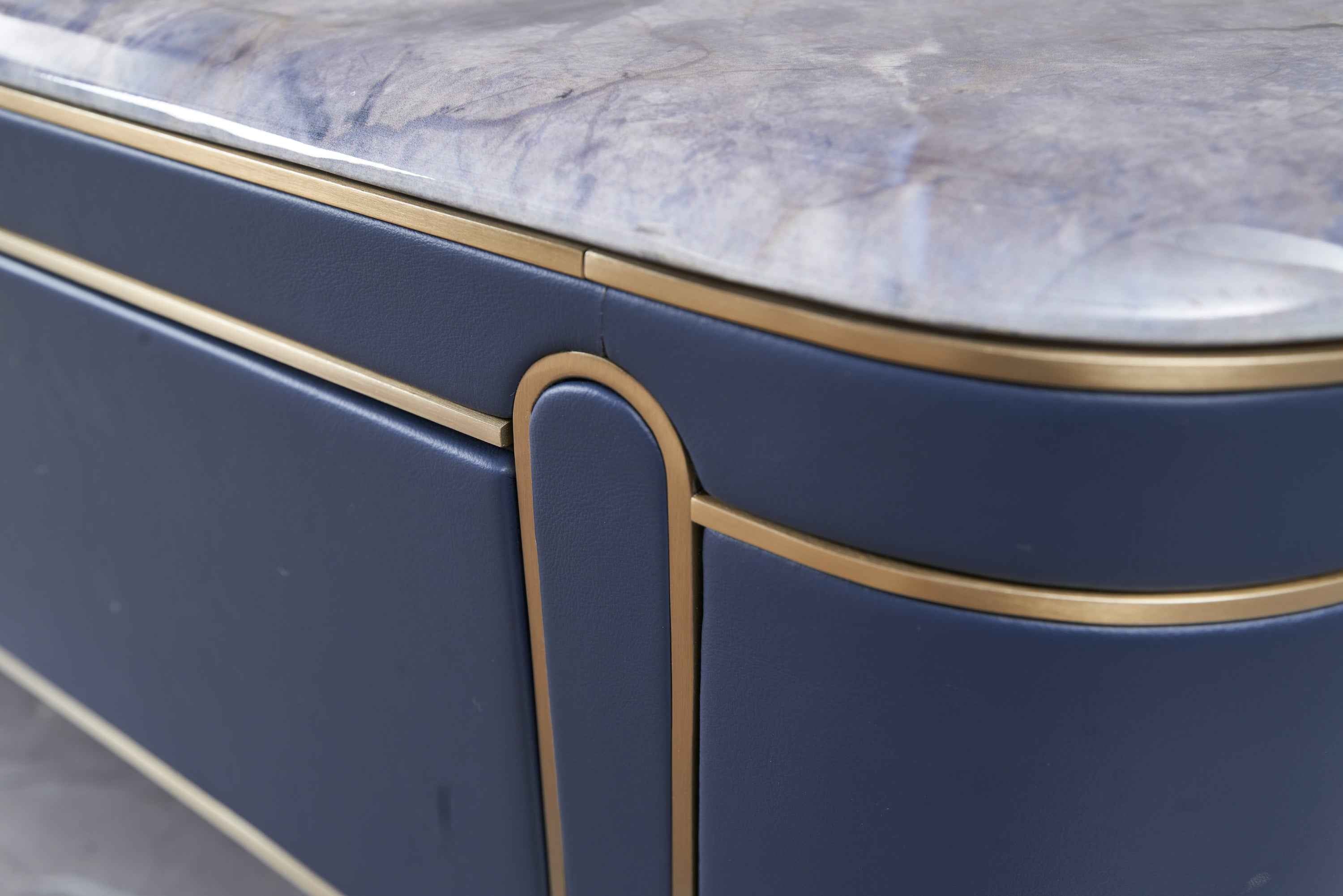 Light Luxury Leather Marble DH3-057-1 Floor Cabinet