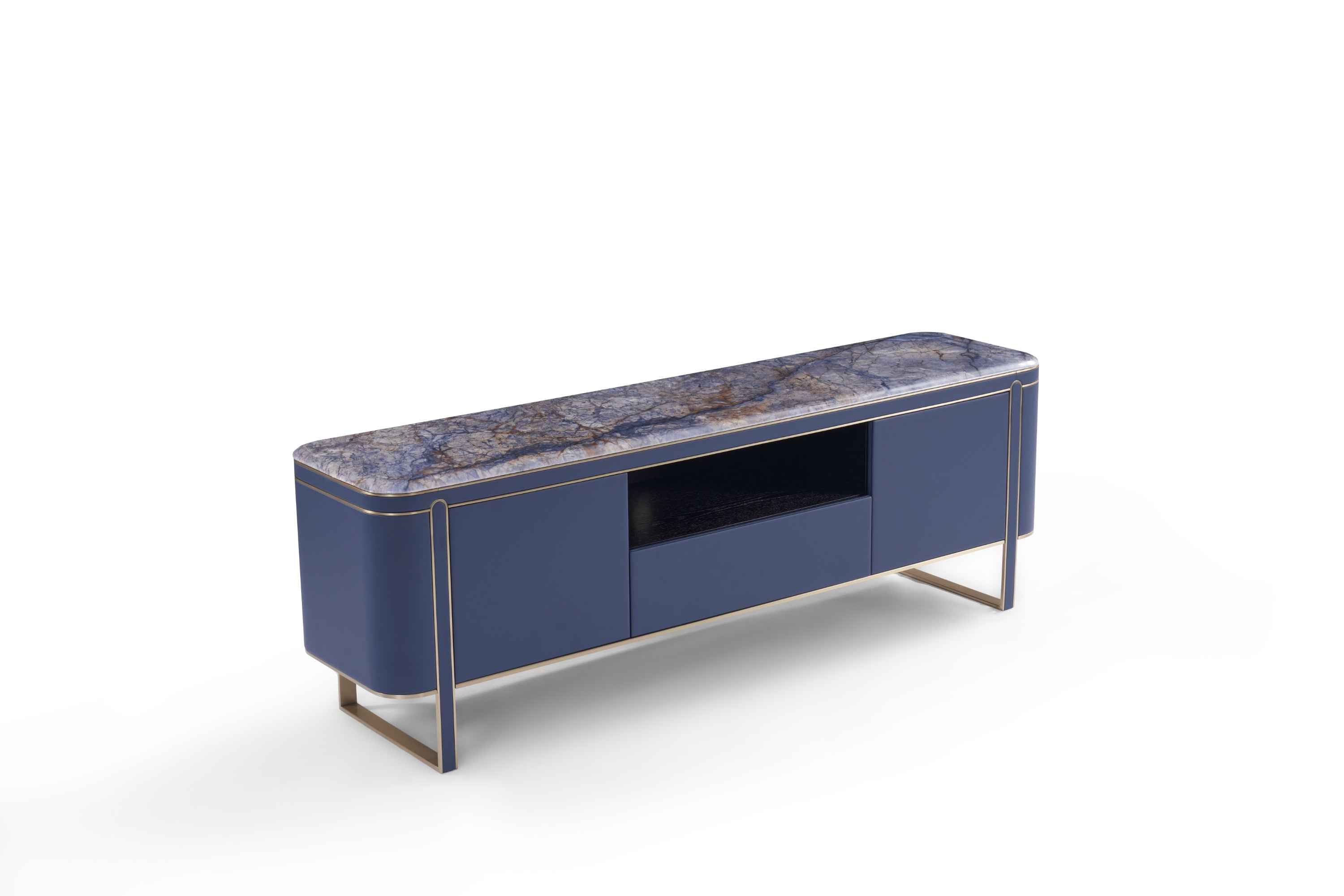 Light Luxury Leather Marble DH3-057-1 Floor Cabinet