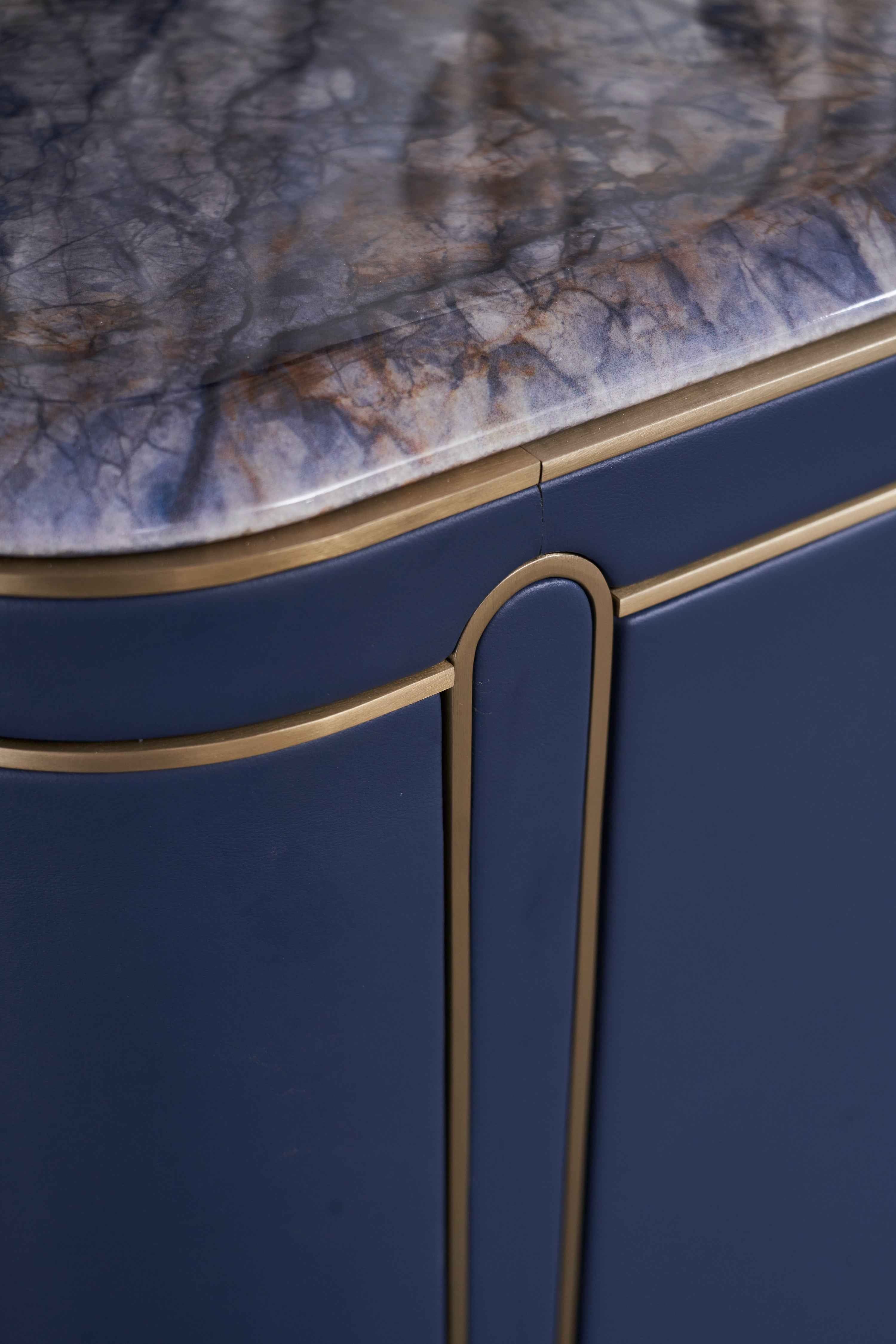 Light Luxury Leather Marble DH3-057-1 Floor Cabinet