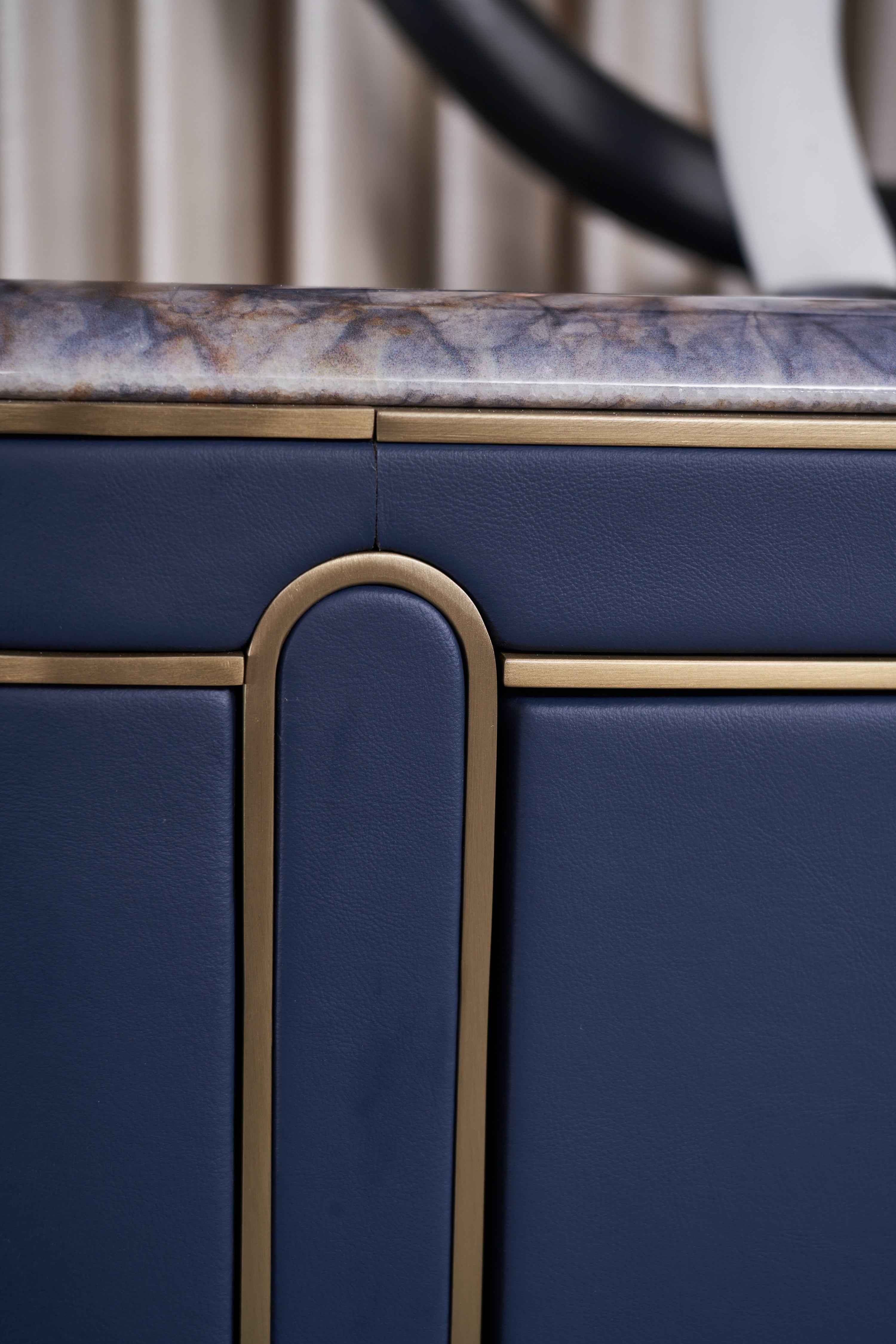 Light Luxury Leather Marble DH3-057-1 Floor Cabinet