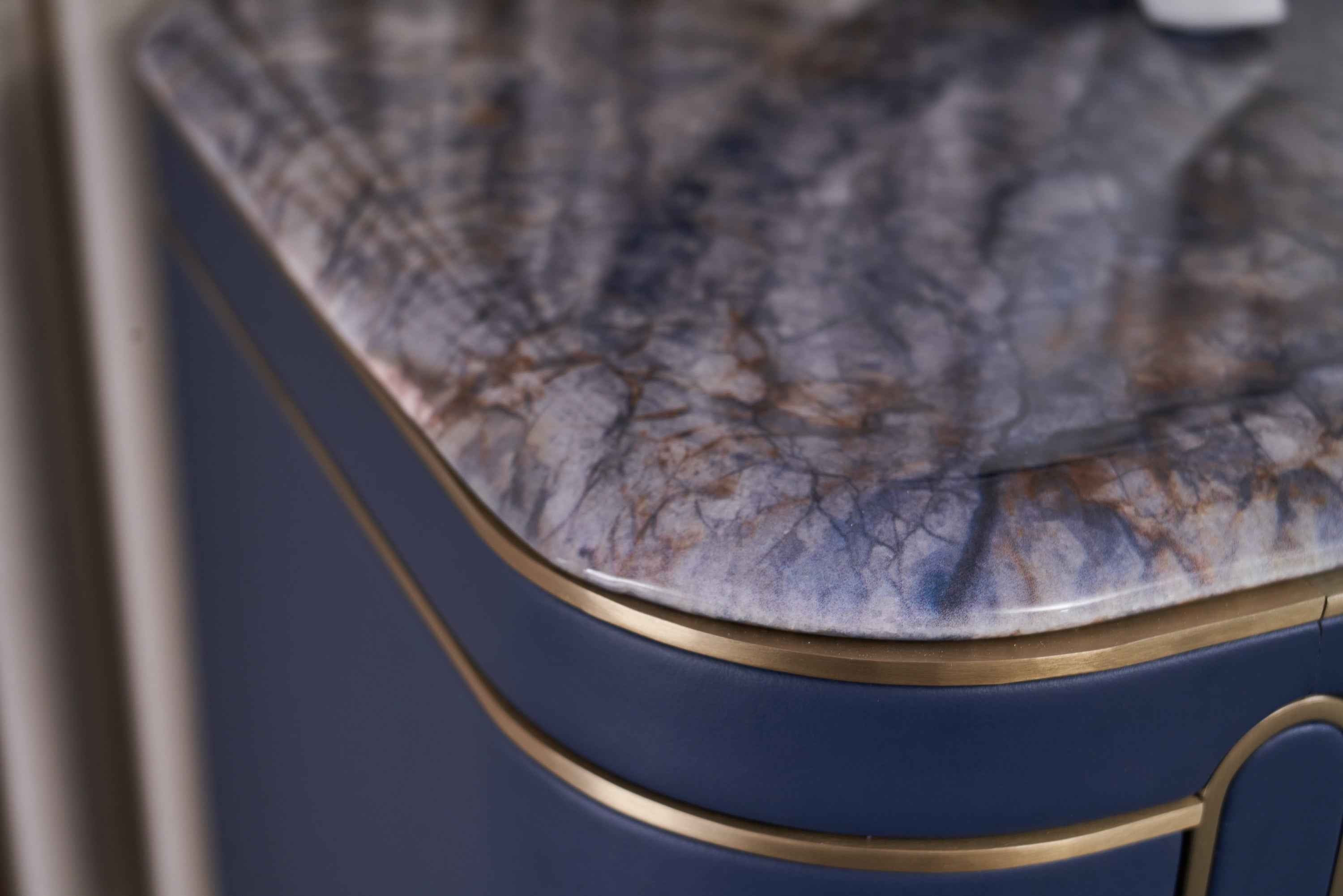 Light Luxury Leather Marble DH3-057-1 Floor Cabinet