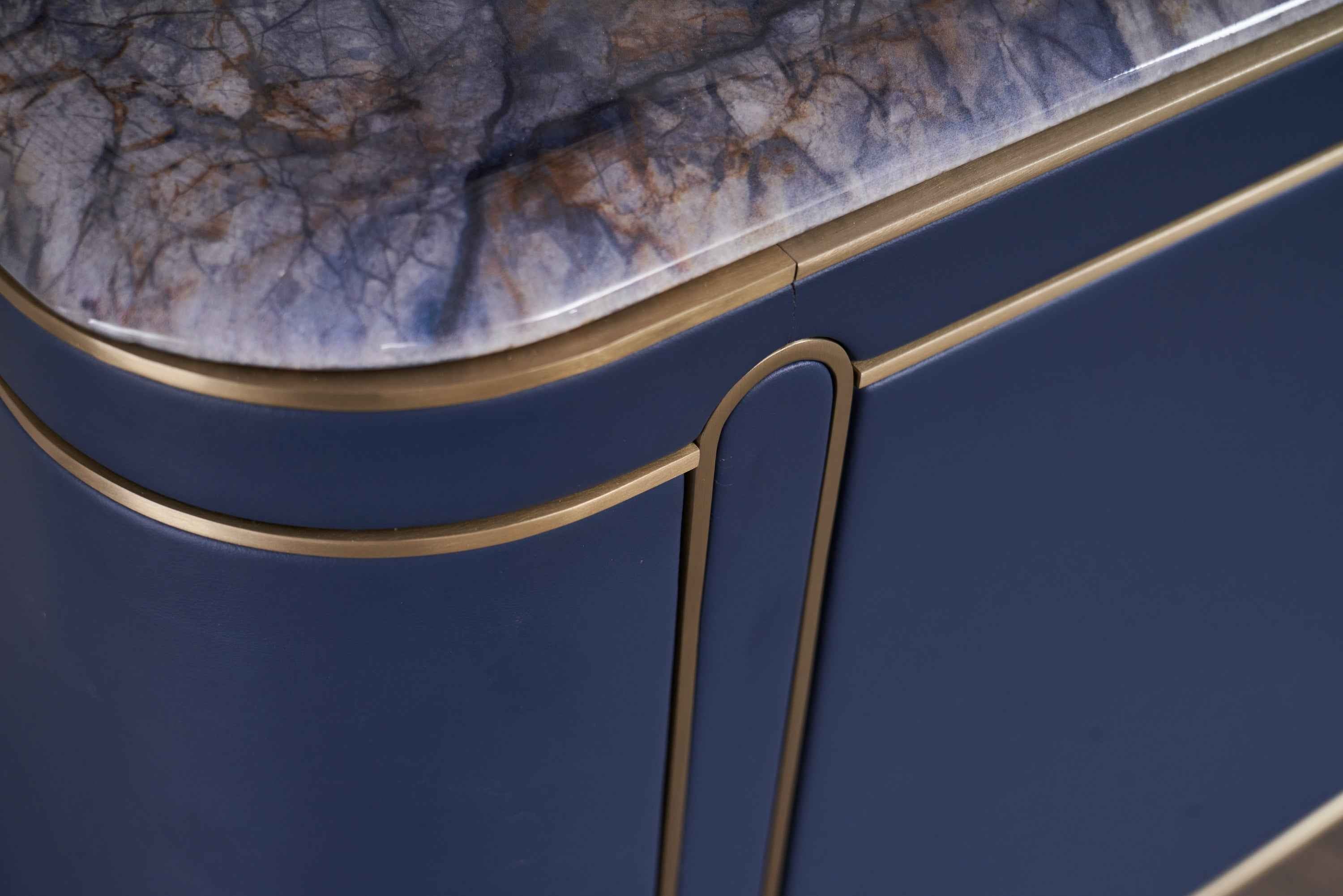 Light Luxury Leather Marble DH3-057-1 Floor Cabinet