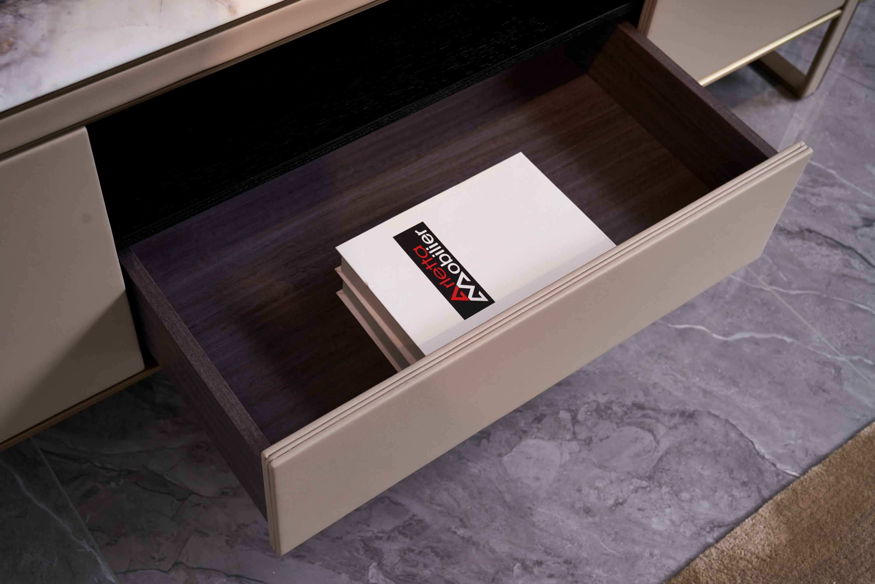 Light Luxury Leather Marble DH3-057-1 Floor Cabinet