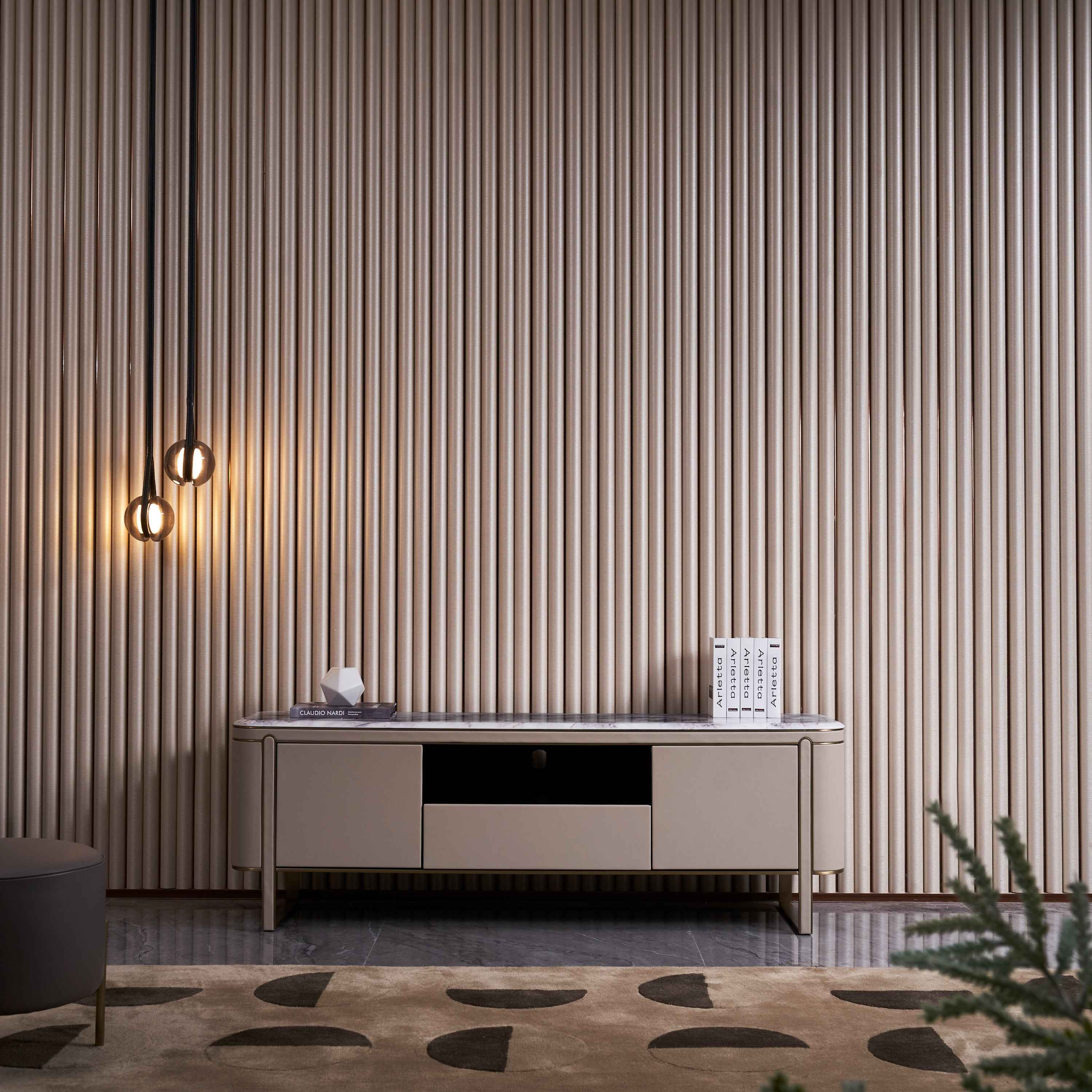 Light Luxury Leather Marble DH3-057-1 Floor Cabinet