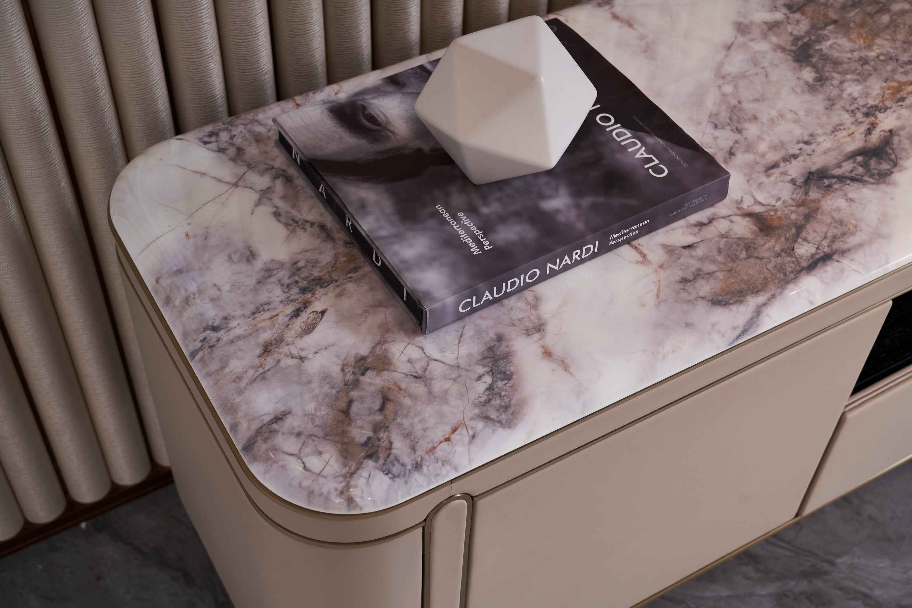 Light Luxury Leather Marble DH3-057-1 Floor Cabinet