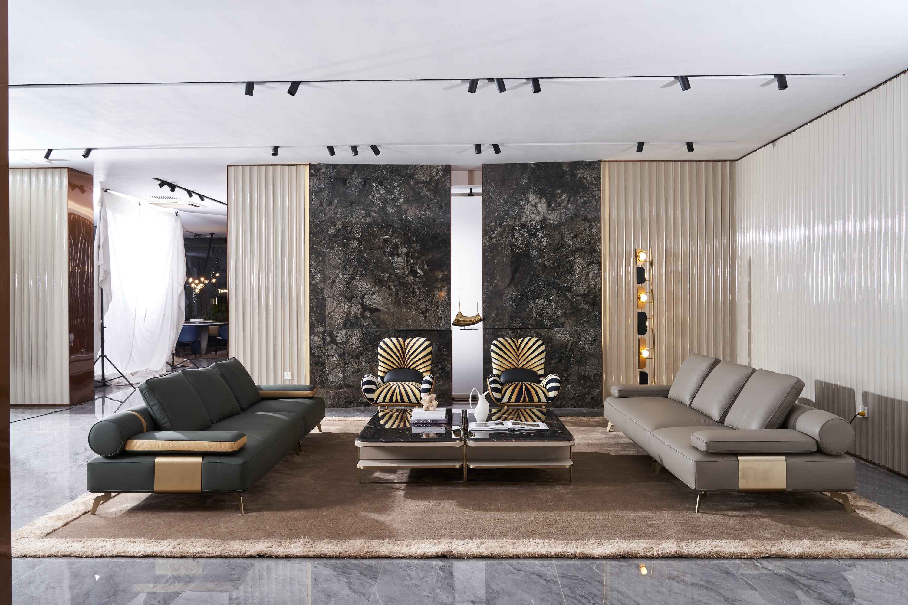 High-end Italian design wooden armchair sofa set luxury tiger velvet embroidery combination sofa bedroom living room DE5-057 Lounge chair