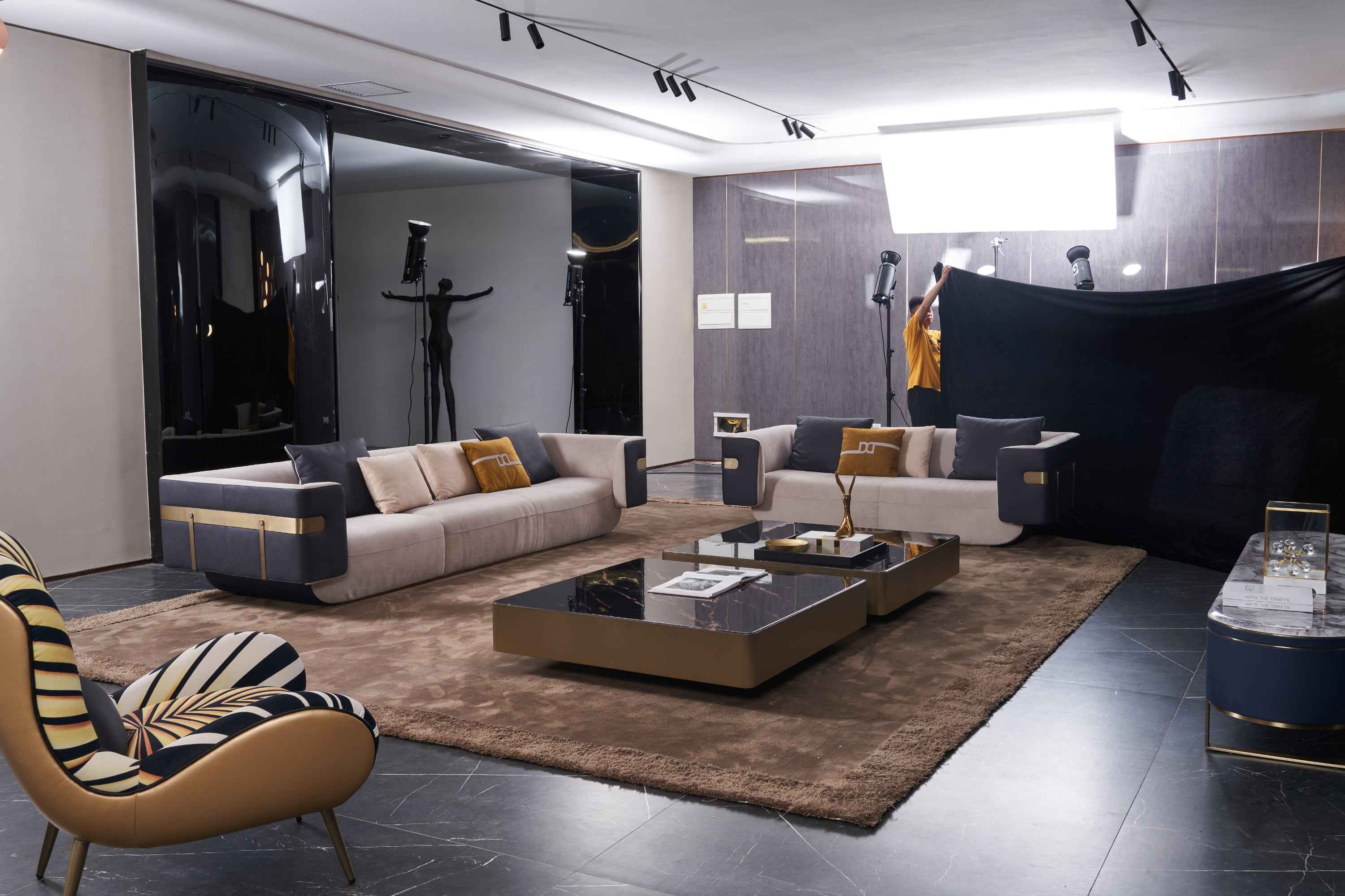 High-end Italian design wooden armchair sofa set luxury tiger velvet embroidery combination sofa bedroom living room DE5-057 Lounge chair