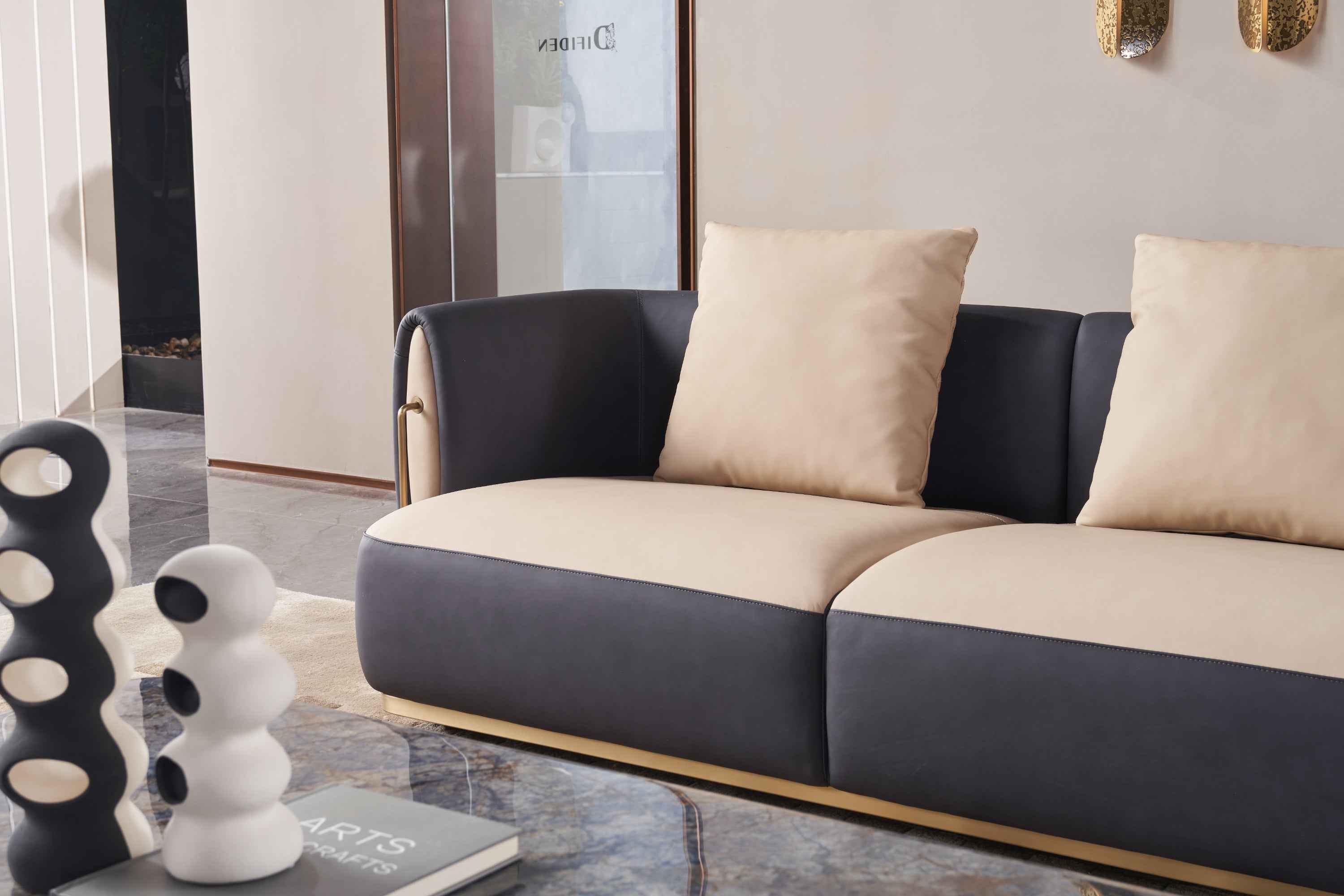 Modern Minimalist Full Leather Grey Sofa DJ5-060 Sofa