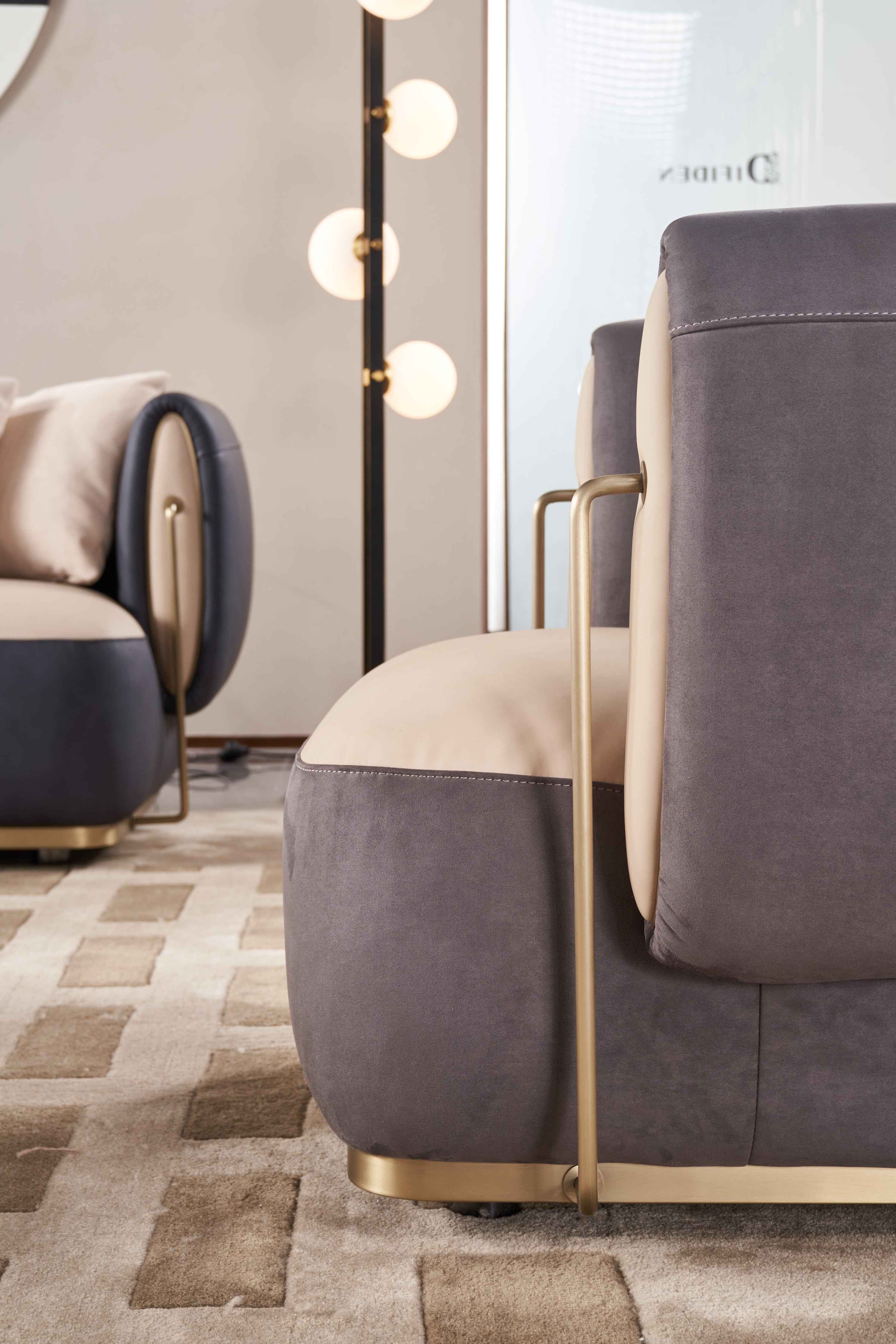 Modern Minimalist Full Leather Grey Sofa DJ5-060 Sofa