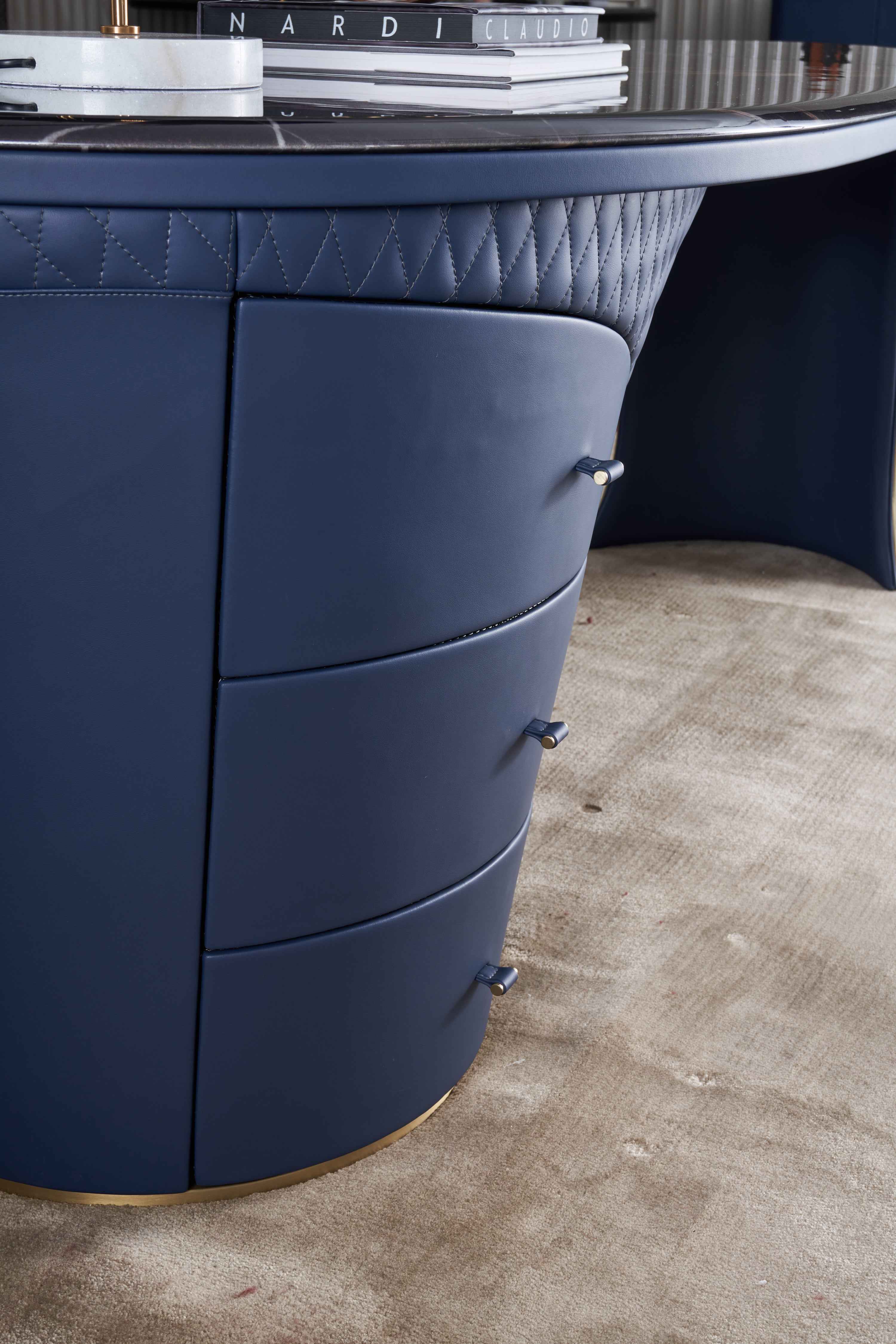 Light Luxury Modern Marble DS3-053-1 Shaped Desk,Boss Table , Office Table